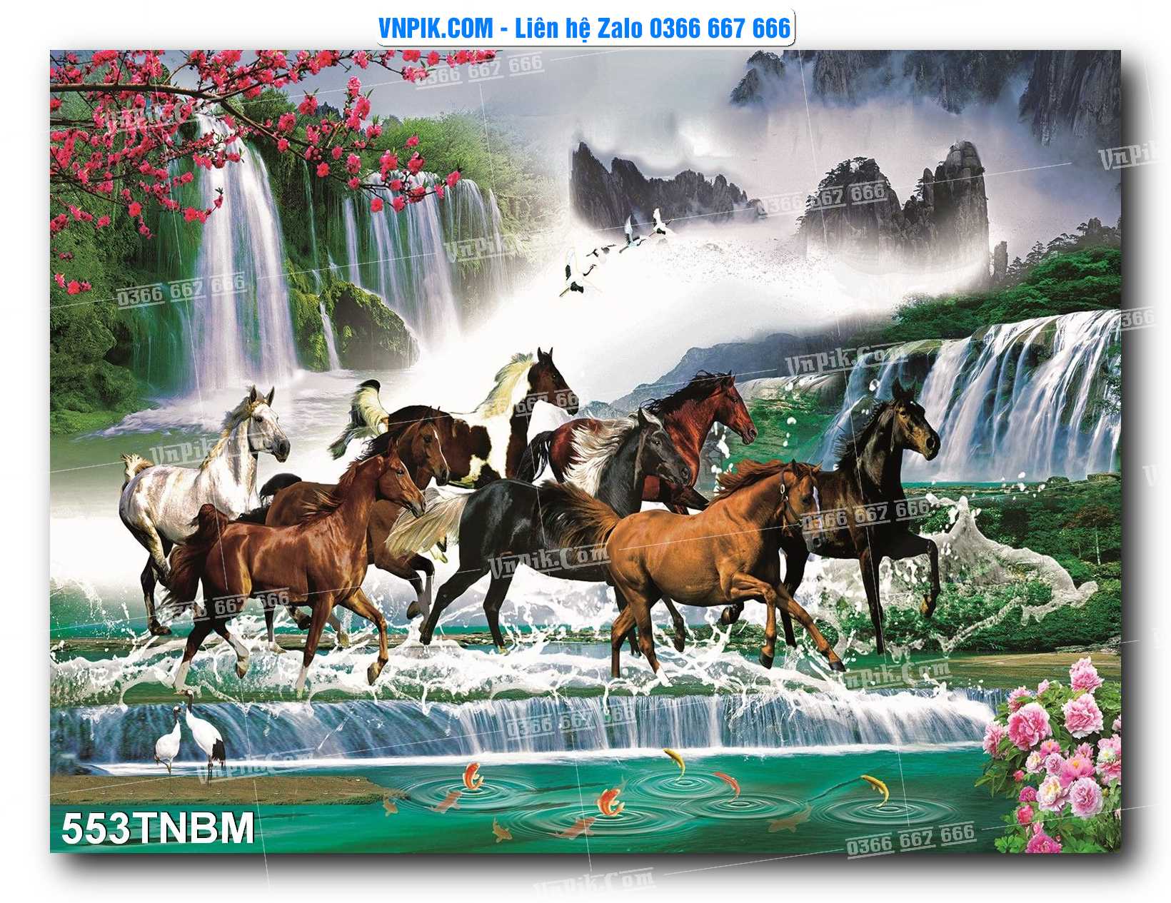 Tranh Ngựa Bát Mã – Mã Đáo Thành Công Mã File 553TNBM