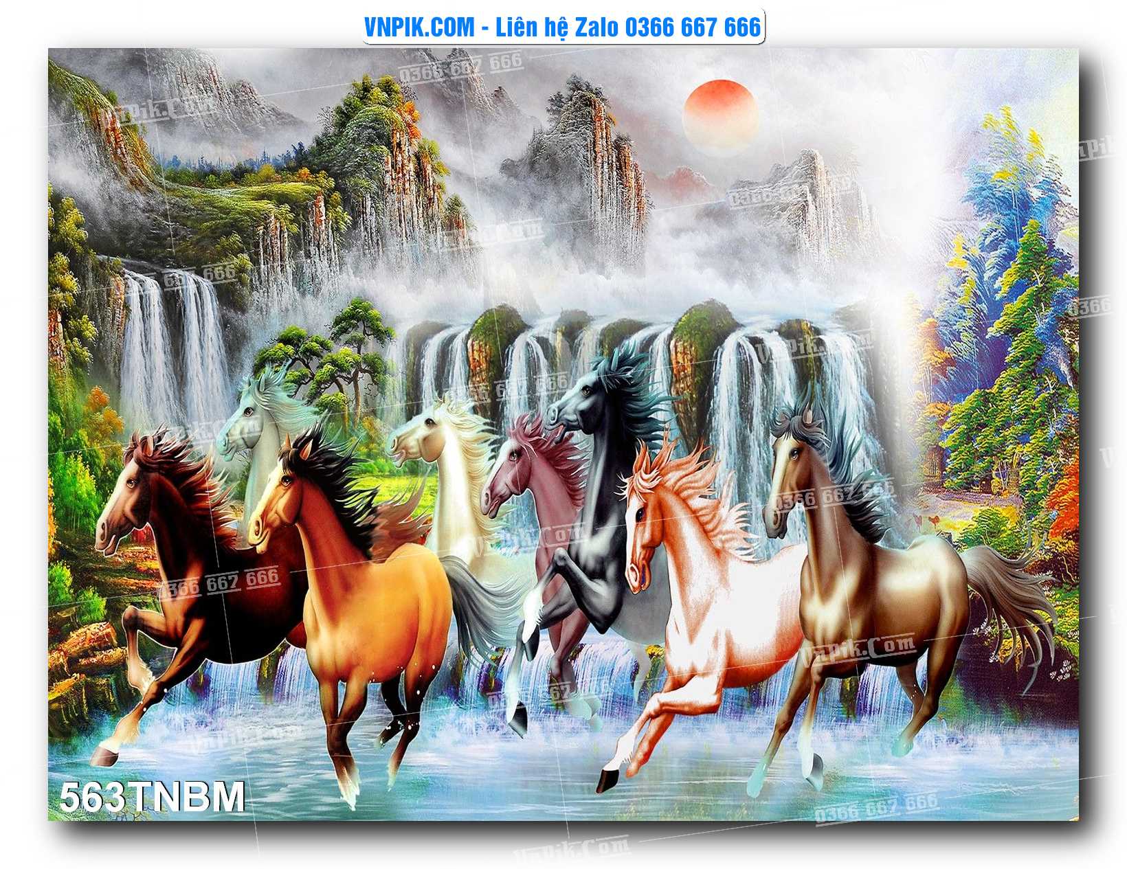 Tranh Ngựa Bát Mã – Mã Đáo Thành Công Mã File 563TNBM