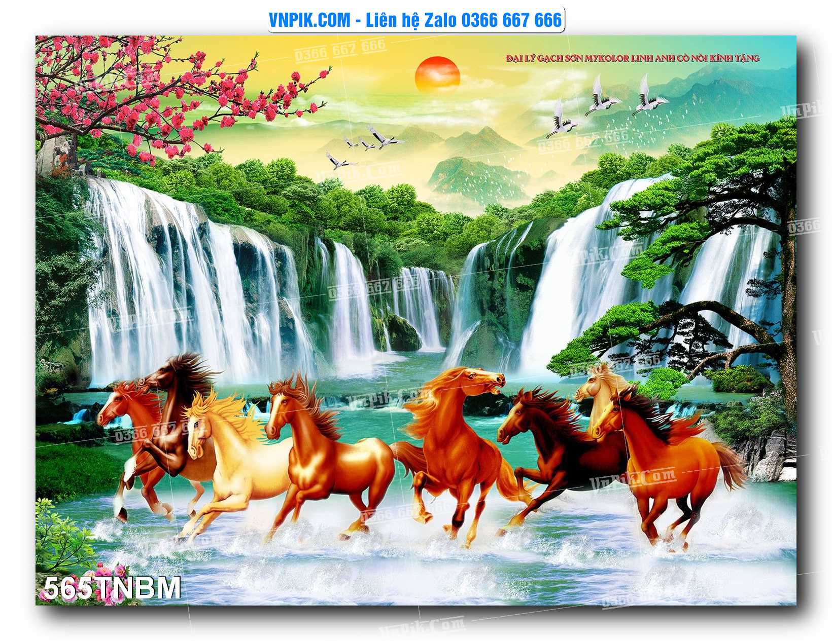 Tranh Ngựa Bát Mã – Mã Đáo Thành Công Mã File 565TNBM