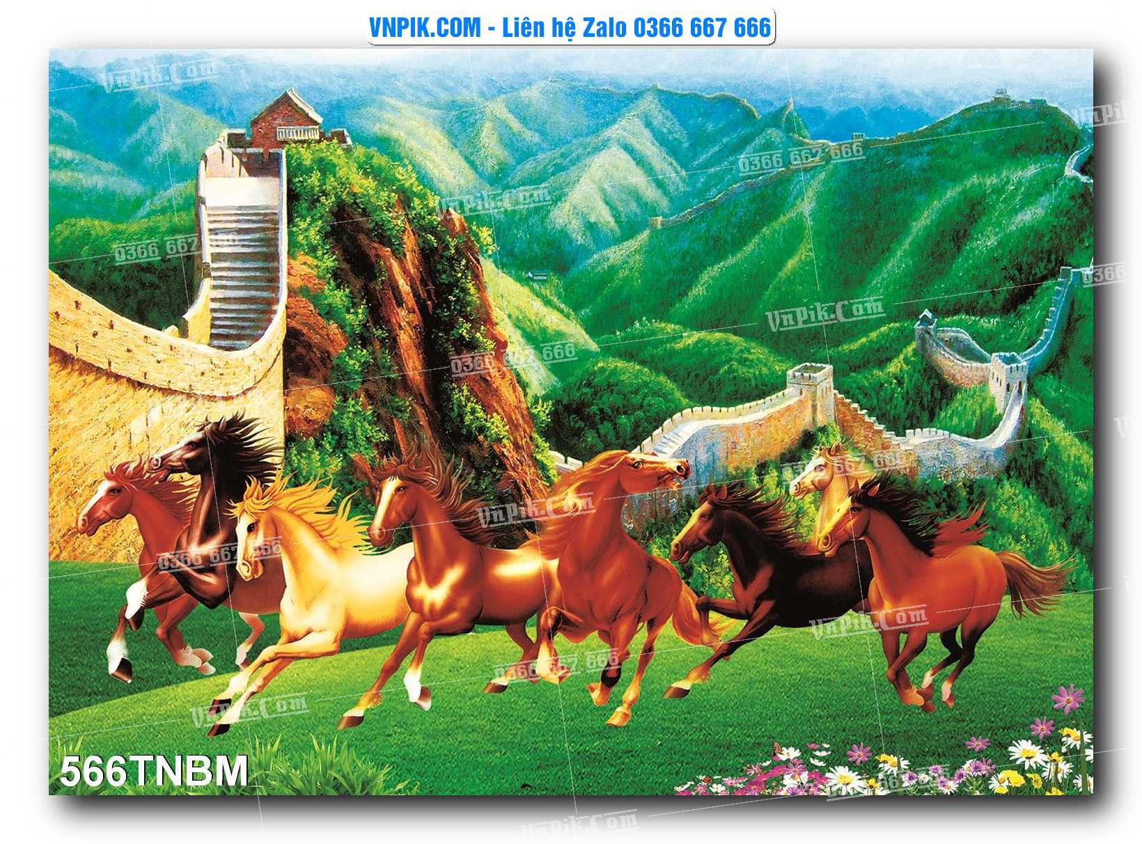 Tranh Ngựa Bát Mã – Mã Đáo Thành Công Mã File 566TNBM