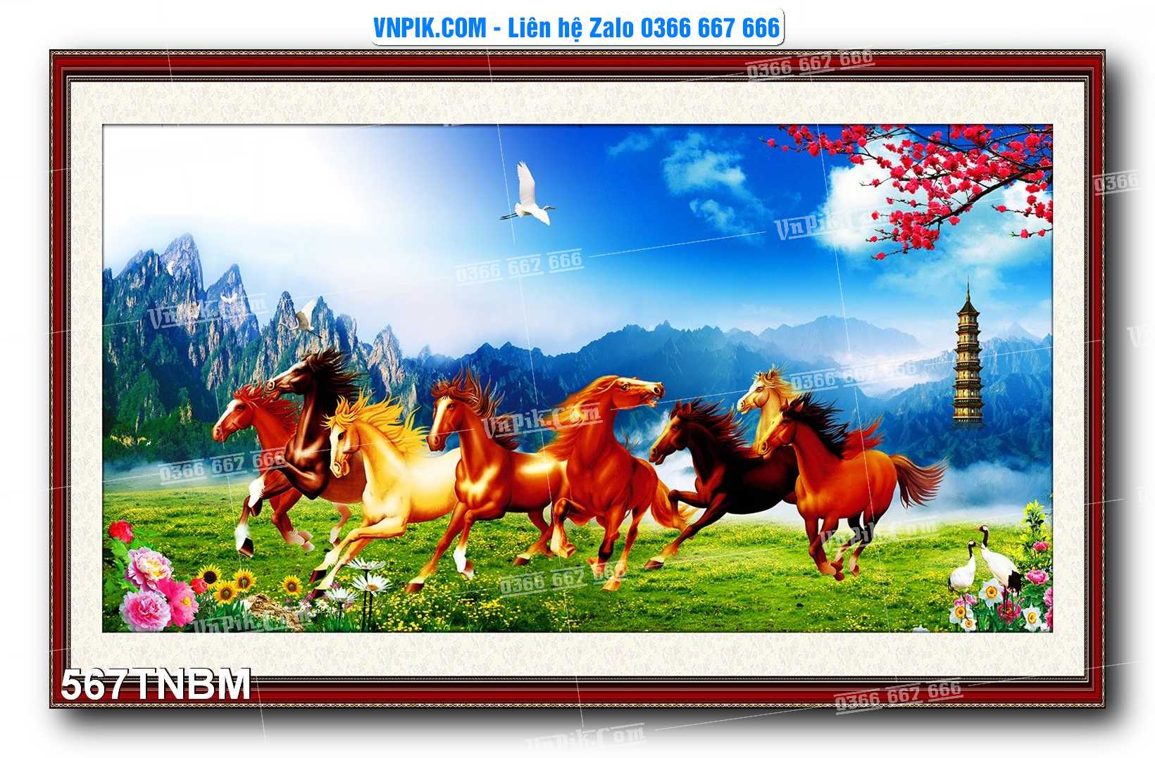 Tranh Ngựa Bát Mã – Mã Đáo Thành Công Mã File 567TNBM