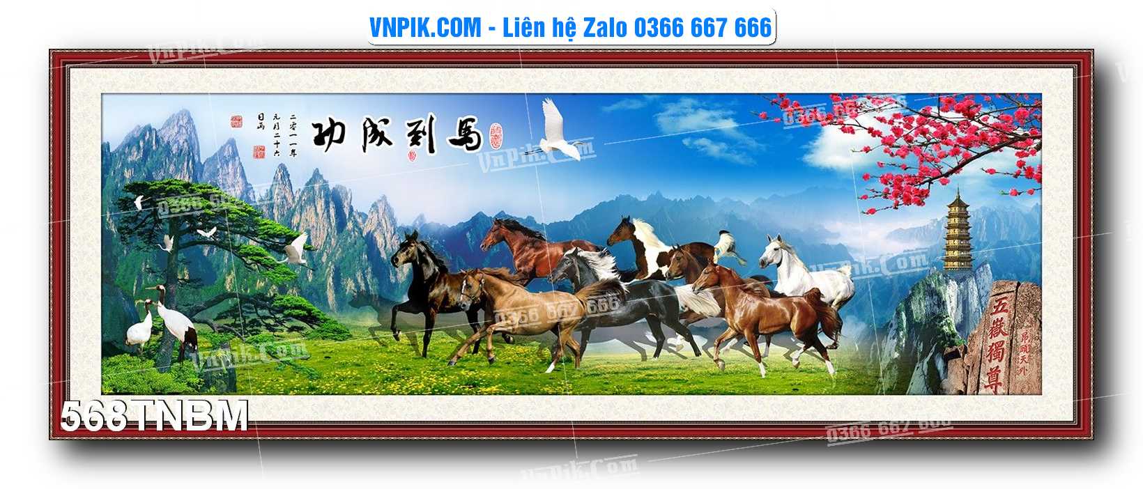 Tranh Ngựa Bát Mã – Mã Đáo Thành Công Mã File 568TNBM