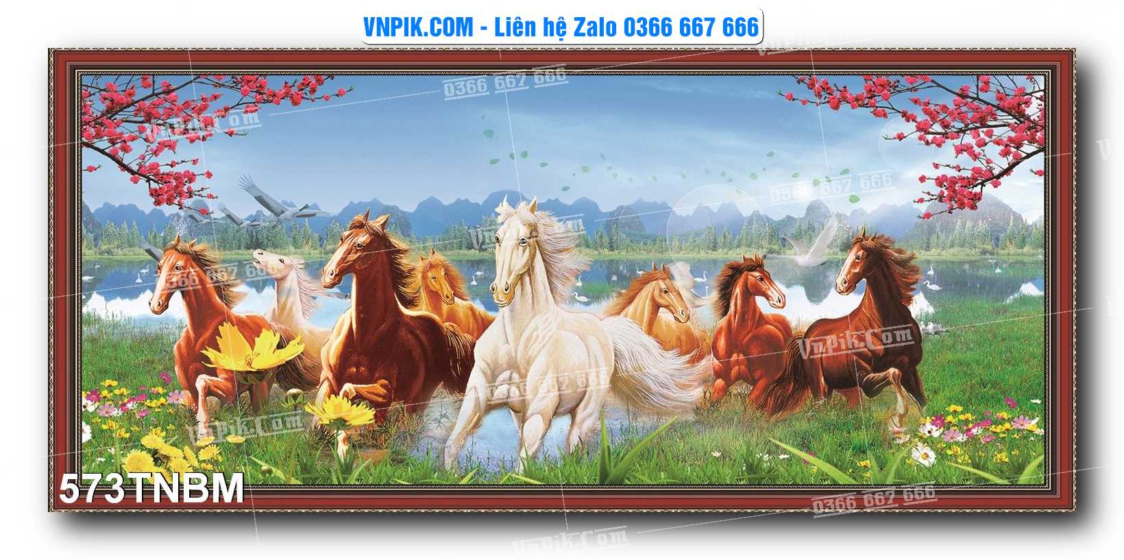 Tranh Ngựa Bát Mã – Mã Đáo Thành Công Mã File 573TNBM