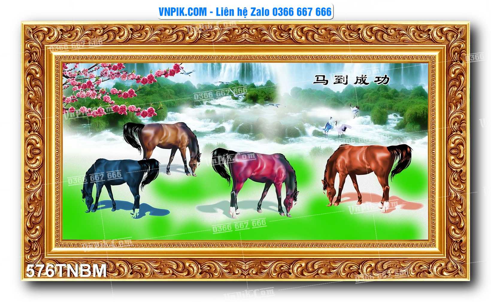 Tranh Ngựa Bát Mã – Mã Đáo Thành Công Mã File 576TNBM