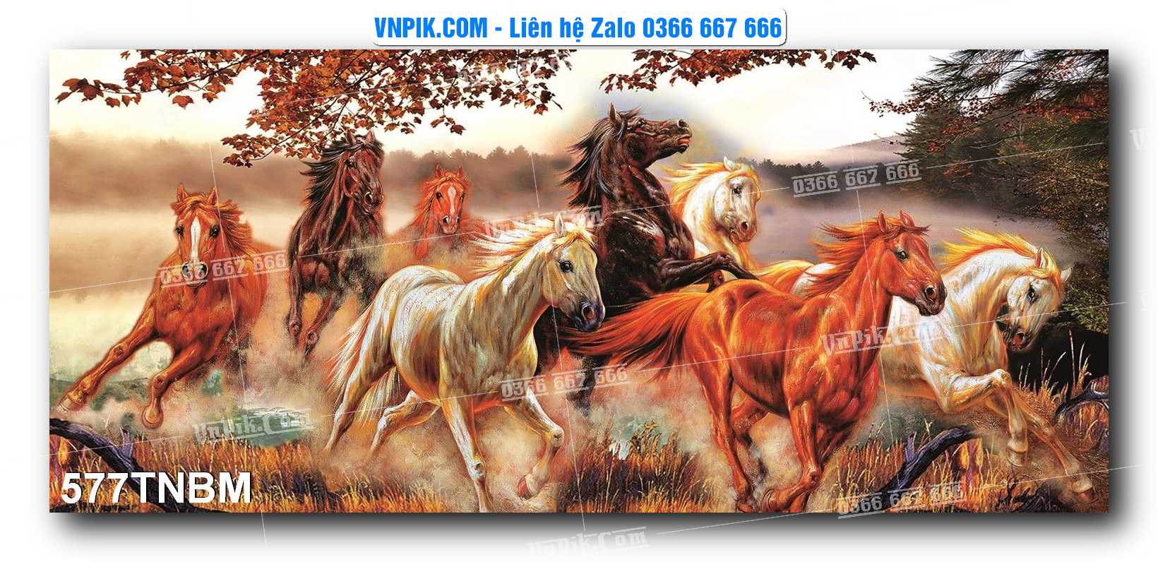Tranh Ngựa Bát Mã – Mã Đáo Thành Công Mã File 577TNBM