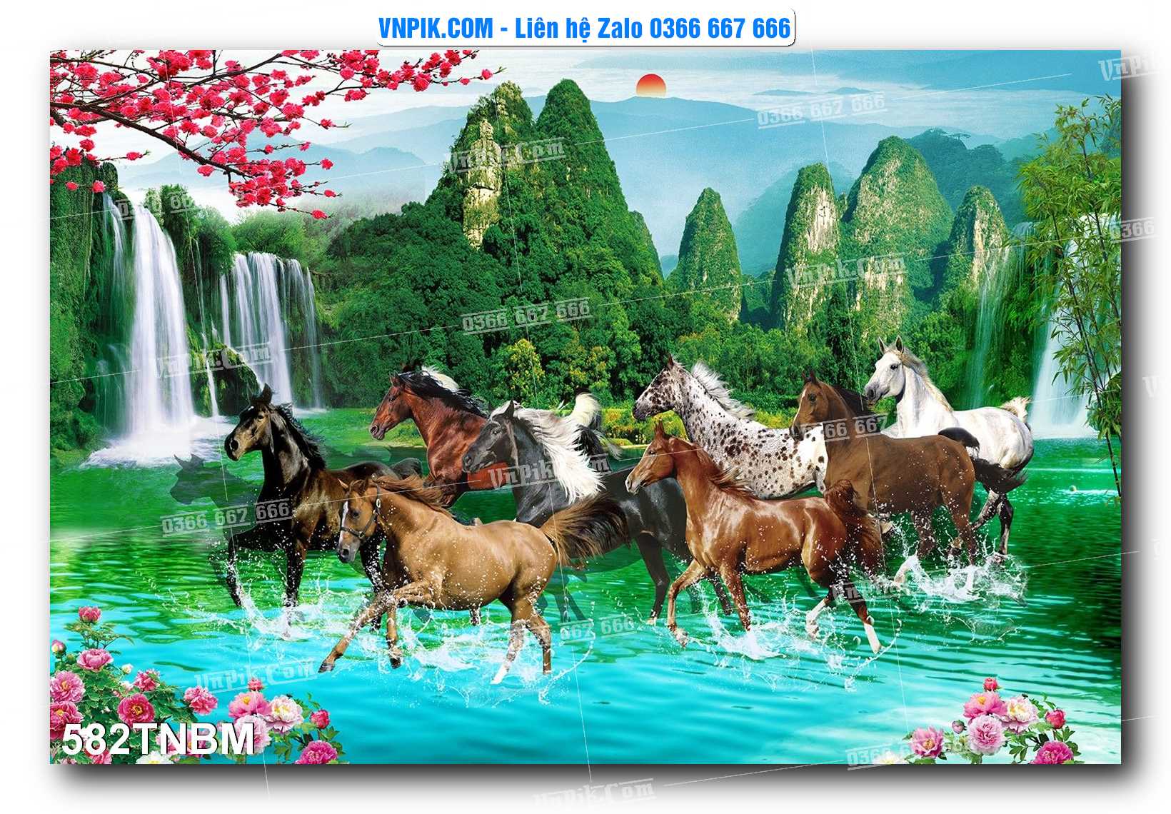 Tranh Ngựa Bát Mã – Mã Đáo Thành Công Mã File 582TNBM