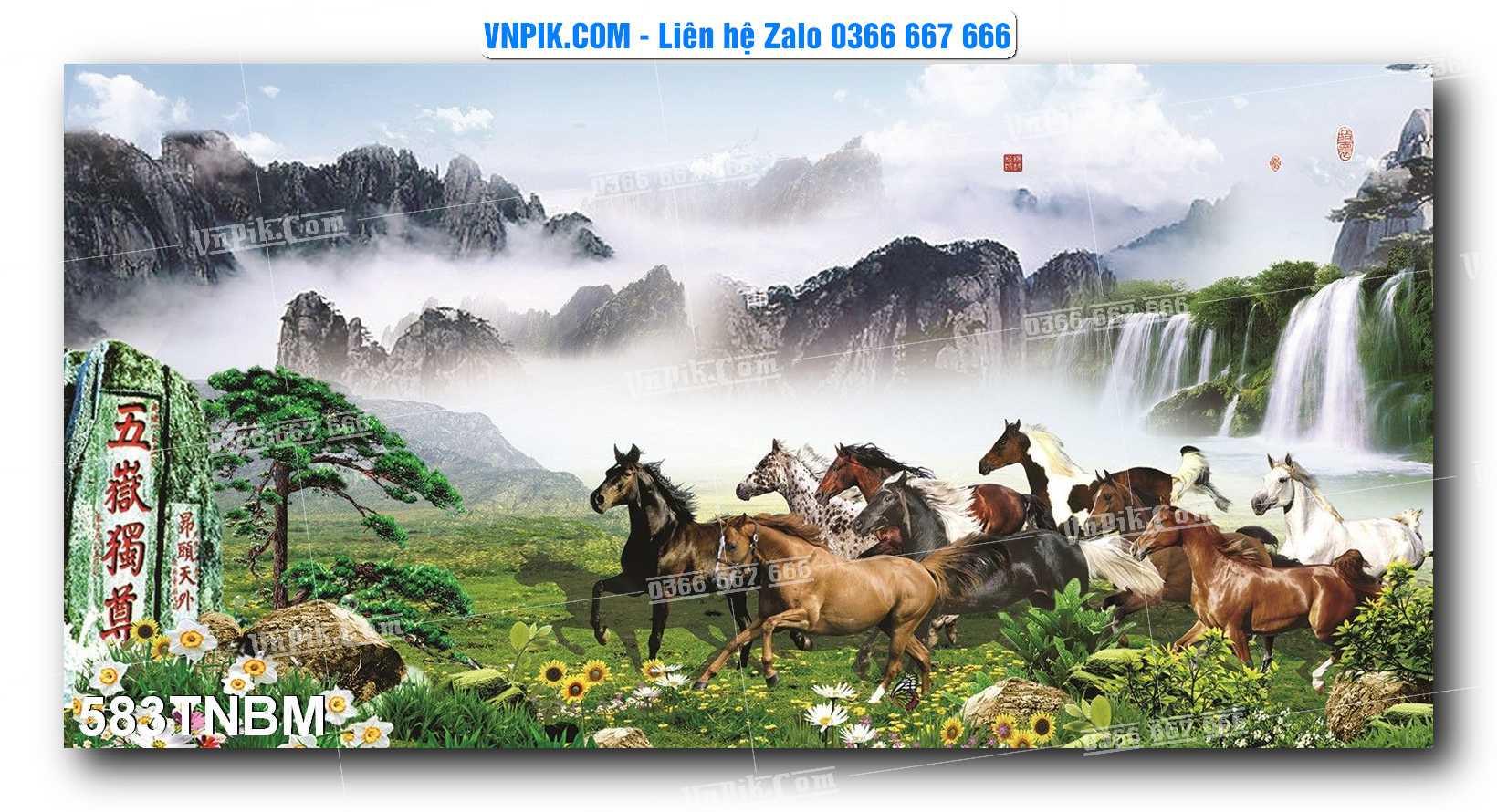 Tranh Ngựa Bát Mã – Mã Đáo Thành Công Mã File 583TNBM