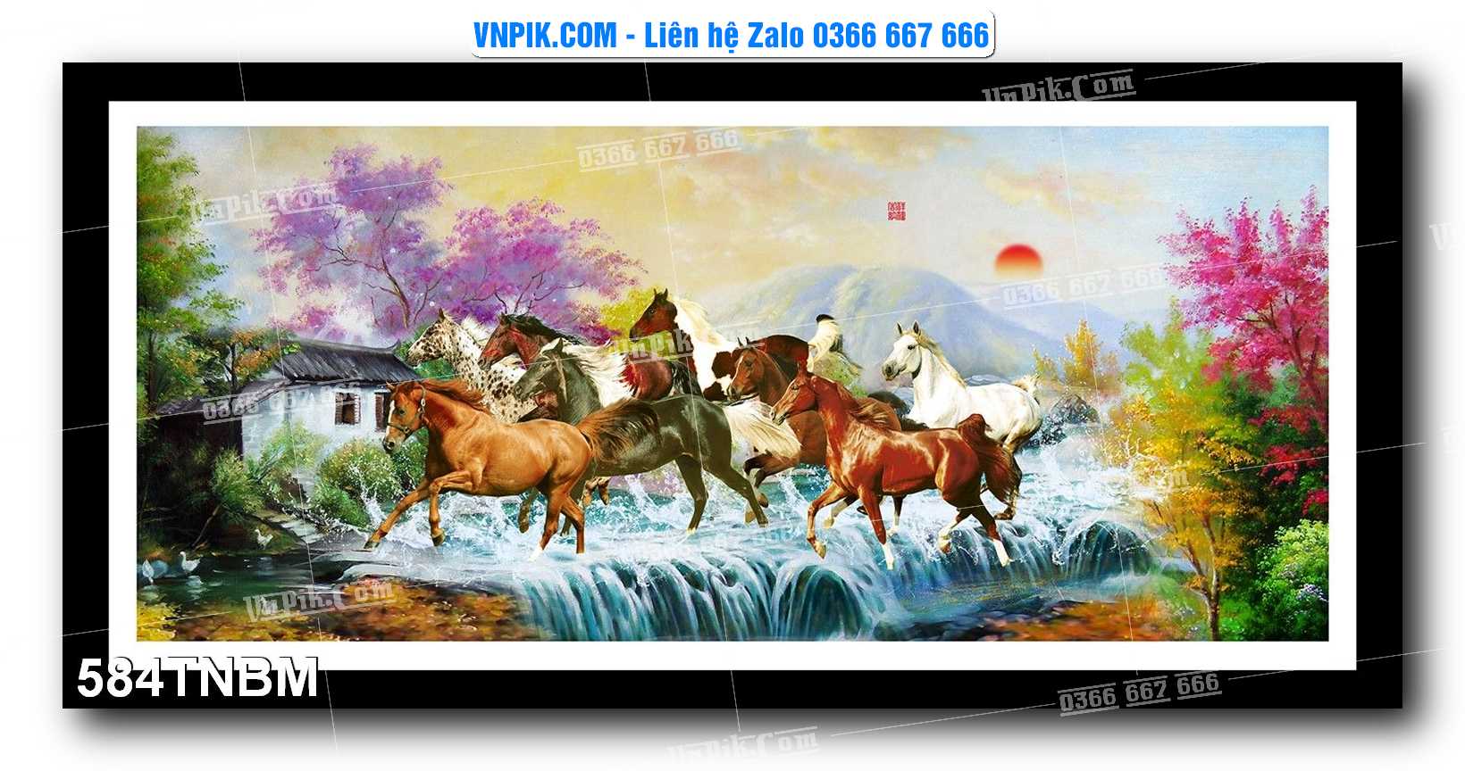 Tranh Ngựa Bát Mã – Mã Đáo Thành Công Mã File 584TNBM