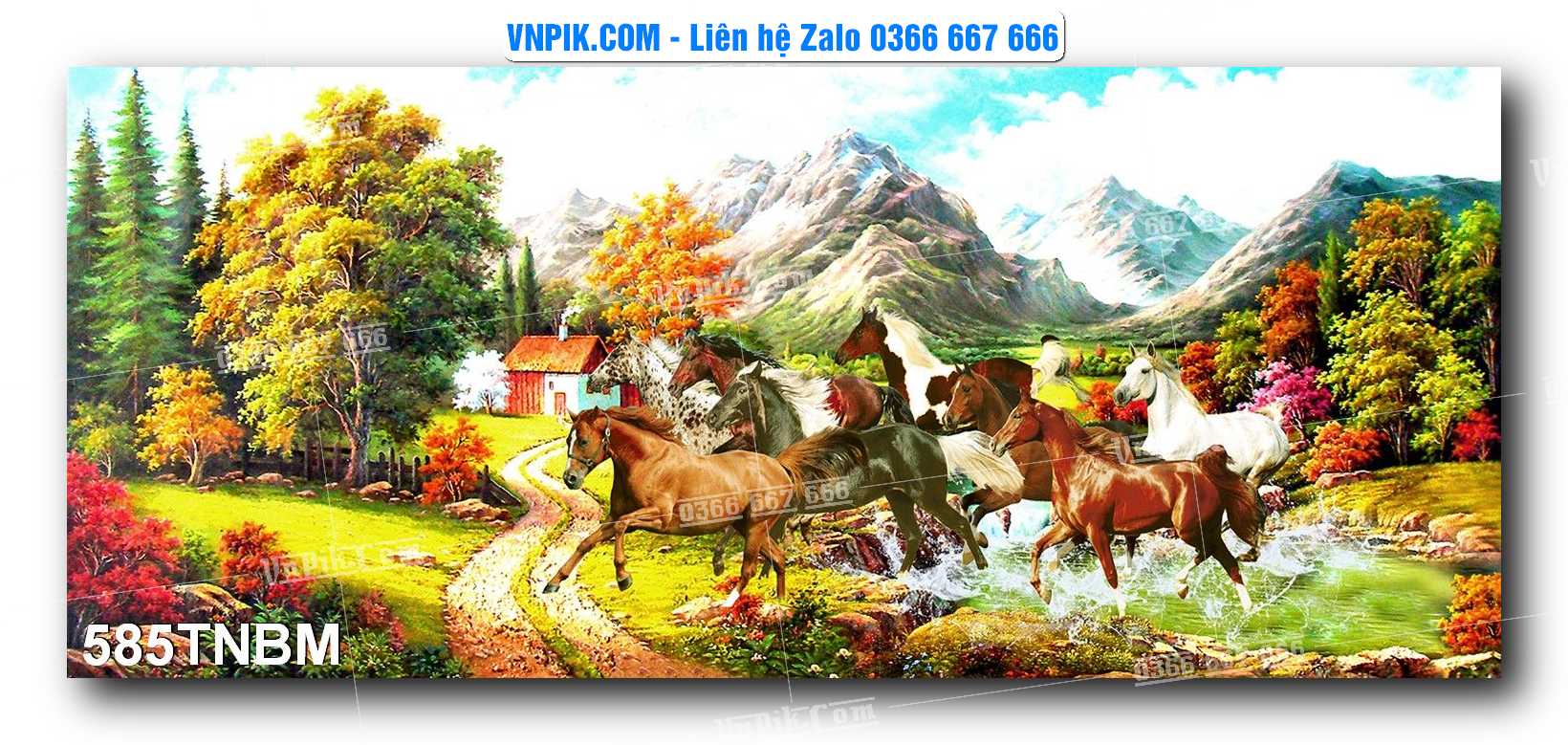 Tranh Ngựa Bát Mã – Mã Đáo Thành Công Mã File 585TNBM