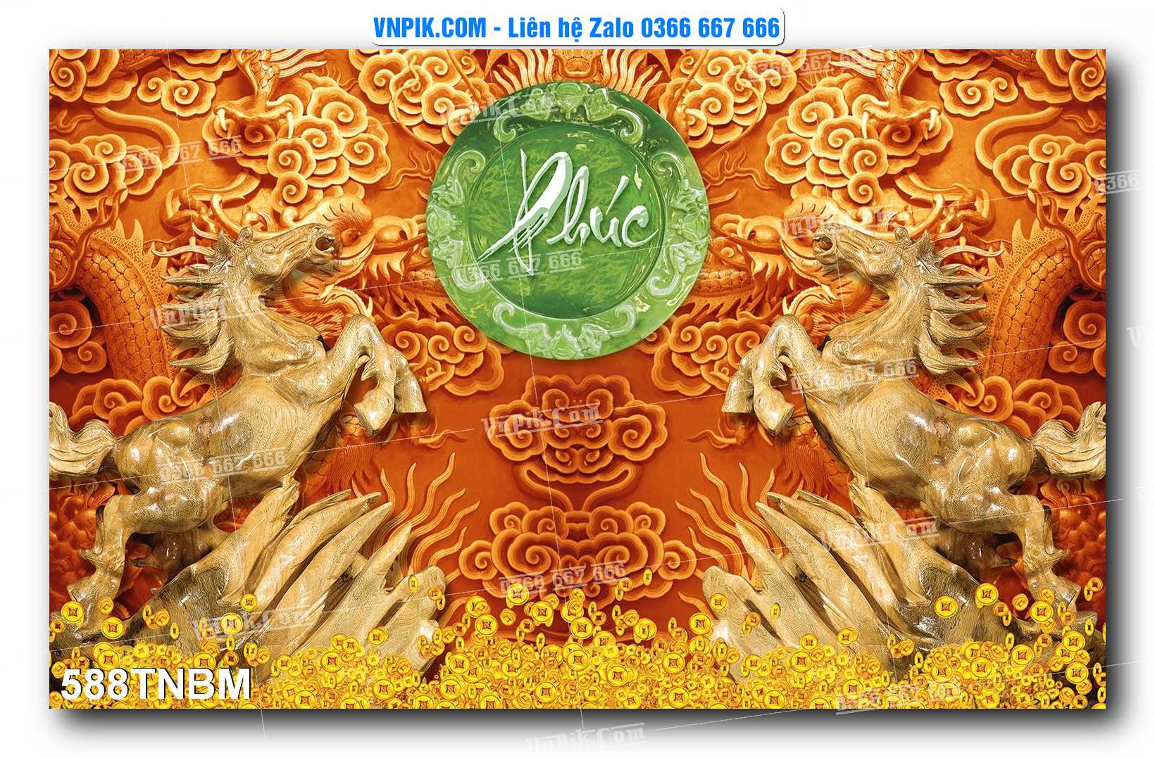 Tranh Ngựa Bát Mã – Mã Đáo Thành Công Mã File 588TNBM