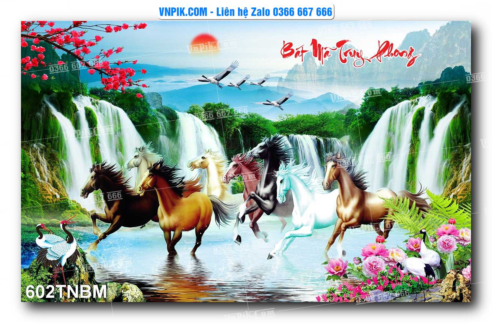 Tranh Ngựa Bát Mã – Mã Đáo Thành Công Mã File 602TNBM