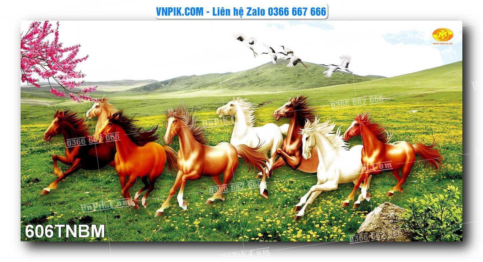 Tranh Ngựa Bát Mã – Mã Đáo Thành Công Mã File 606TNBM