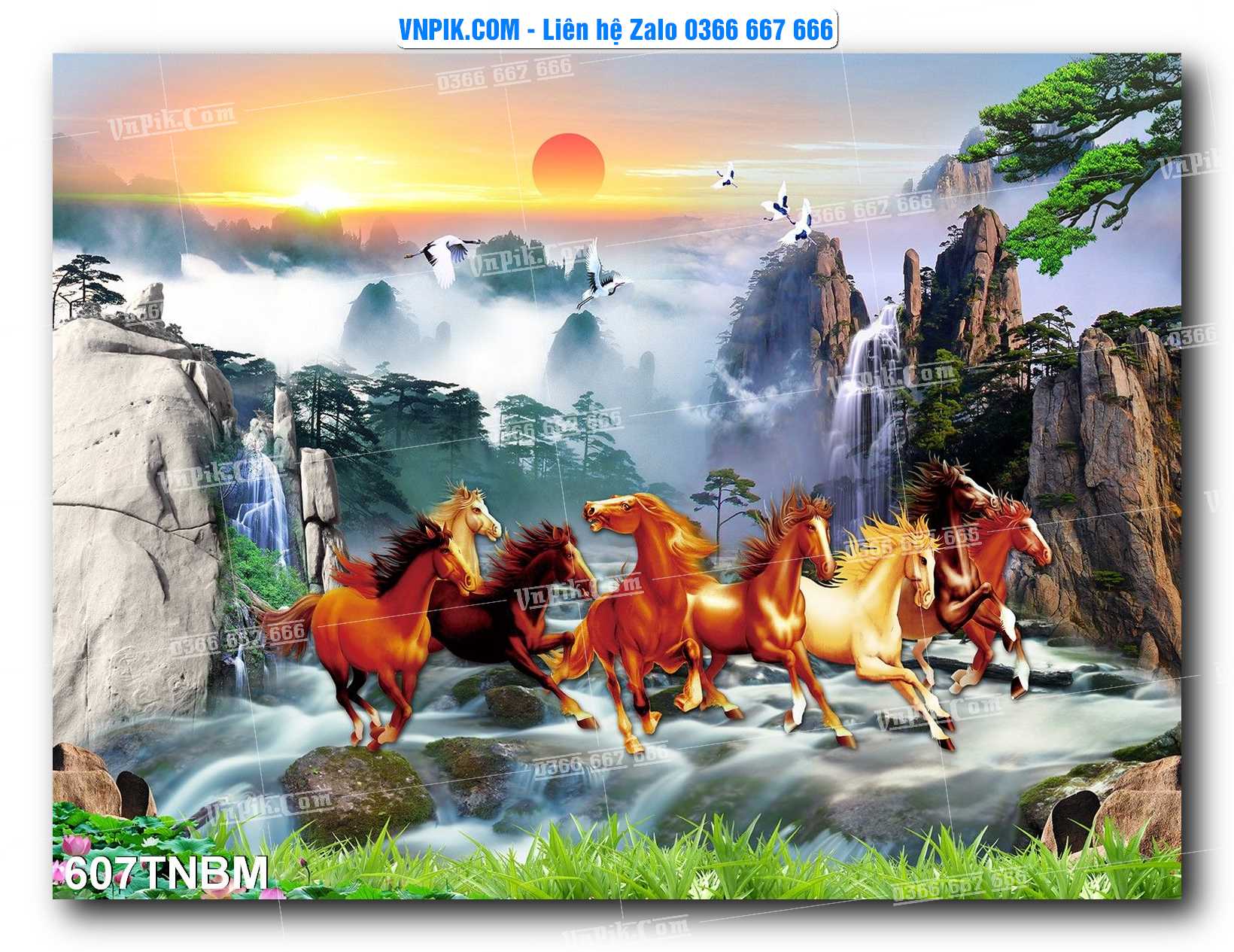 Tranh Ngựa Bát Mã – Mã Đáo Thành Công Mã File 607TNBM