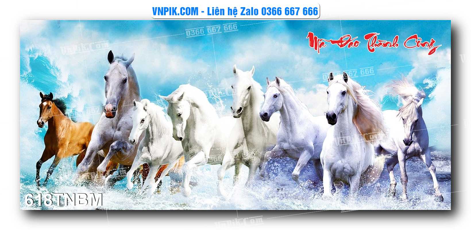 Tranh Ngựa Bát Mã – Mã Đáo Thành Công Mã File 618TNBM