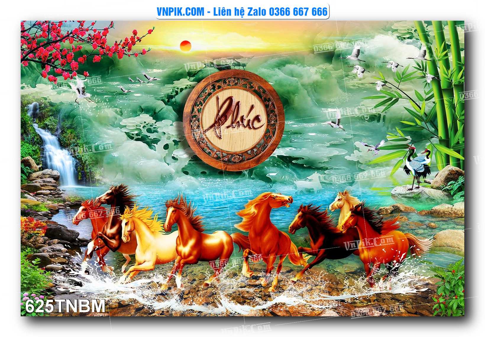 Tranh Ngựa Bát Mã – Mã Đáo Thành Công Mã File 625TNBM