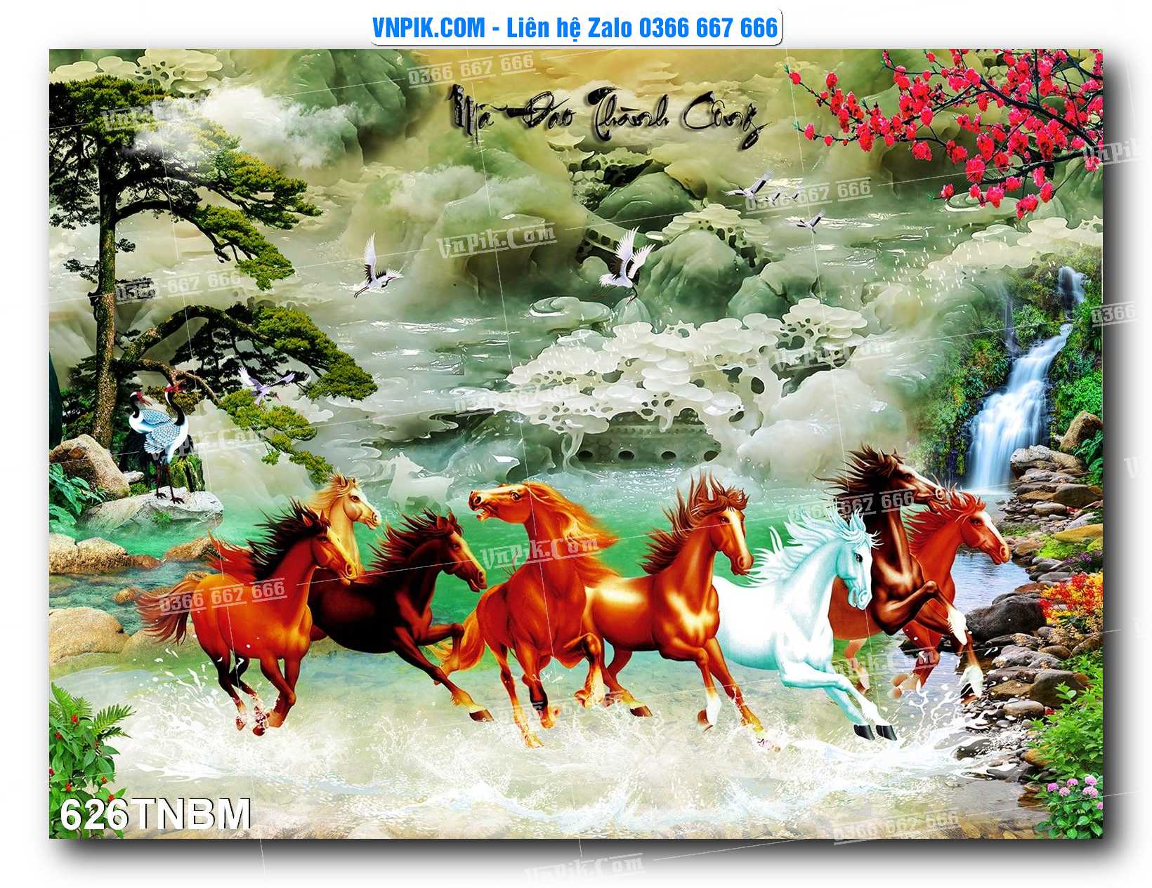Tranh Ngựa Bát Mã – Mã Đáo Thành Công Mã File 626TNBM