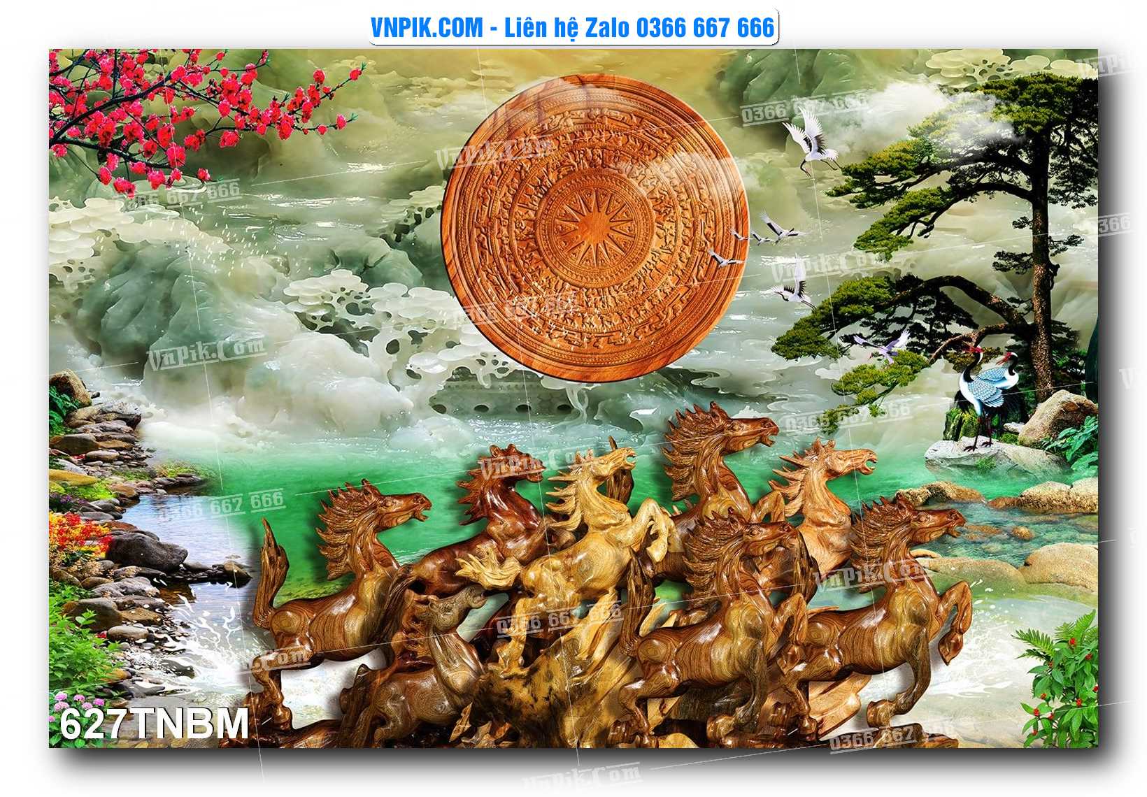 Tranh Ngựa Bát Mã – Mã Đáo Thành Công Mã File 627TNBM