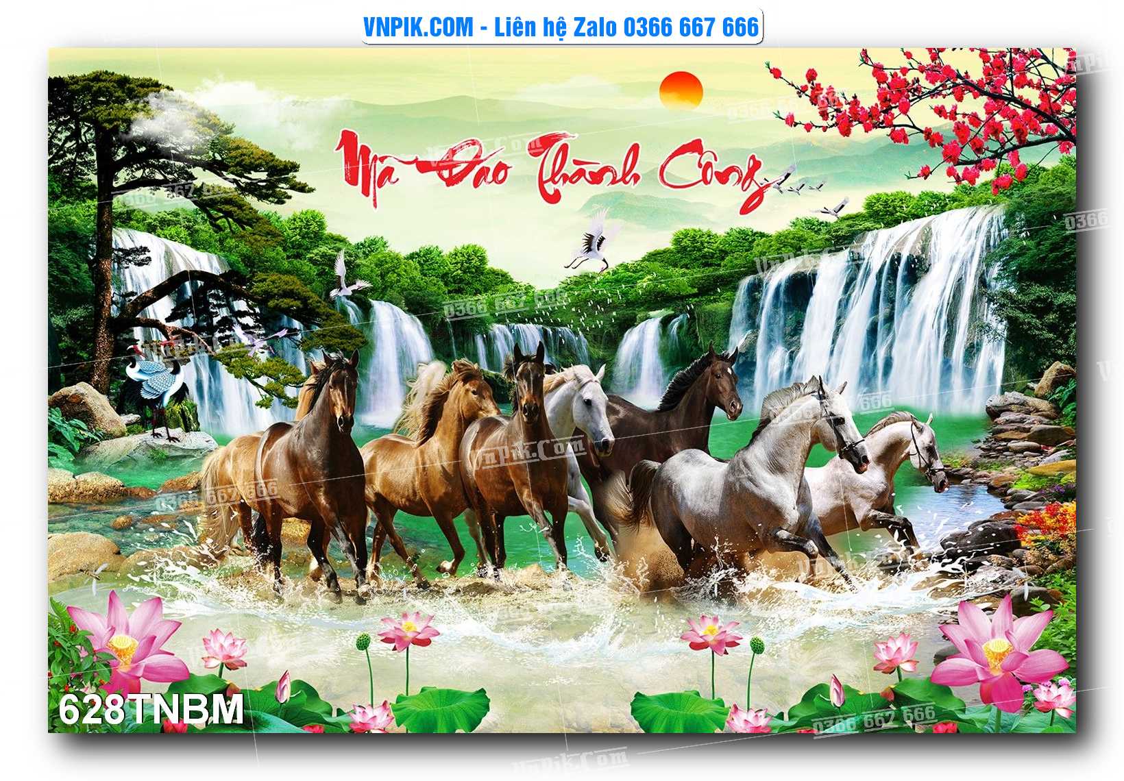 Tranh Ngựa Bát Mã – Mã Đáo Thành Công Mã File 628TNBM