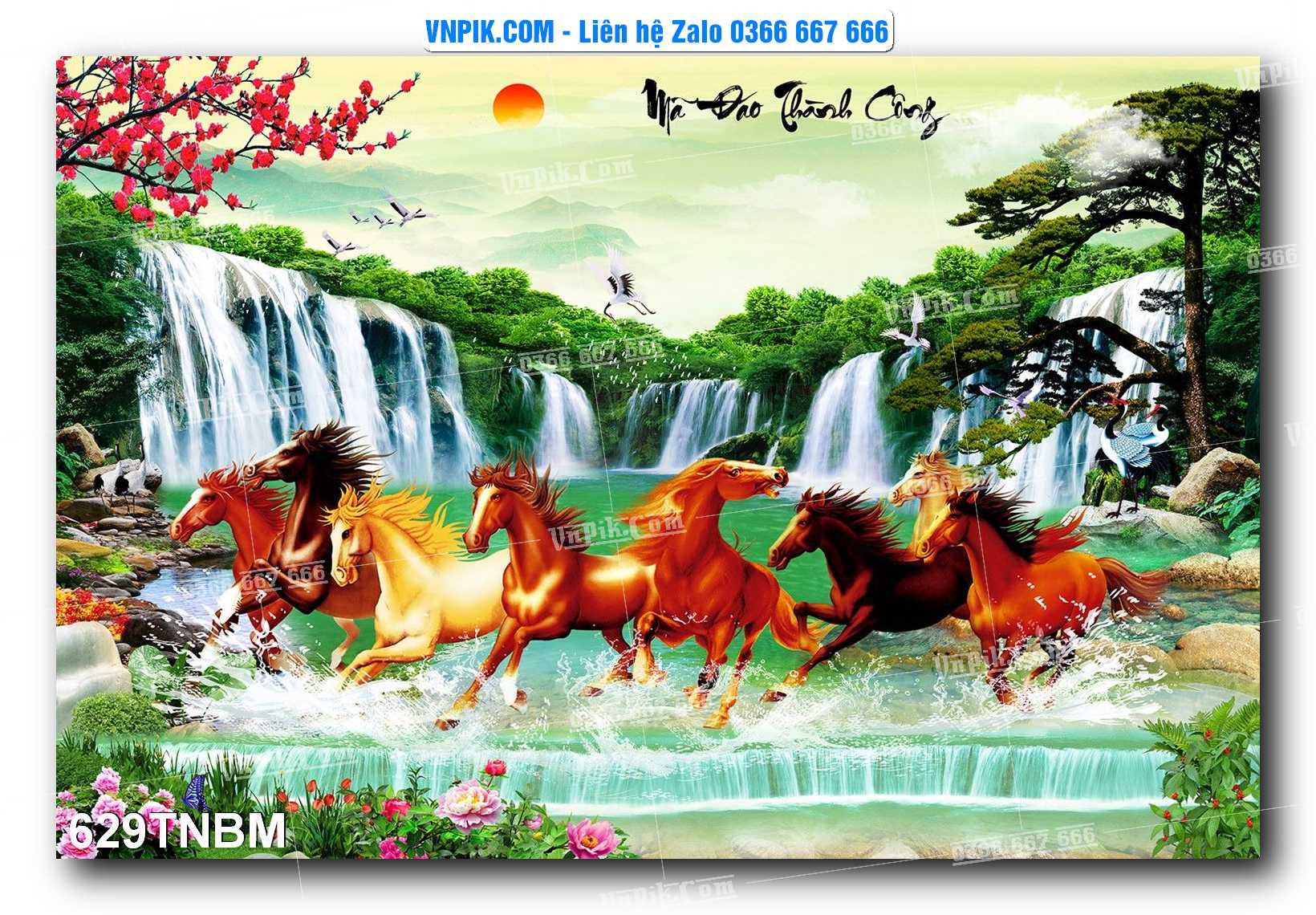 Tranh Ngựa Bát Mã – Mã Đáo Thành Công Mã File 629TNBM