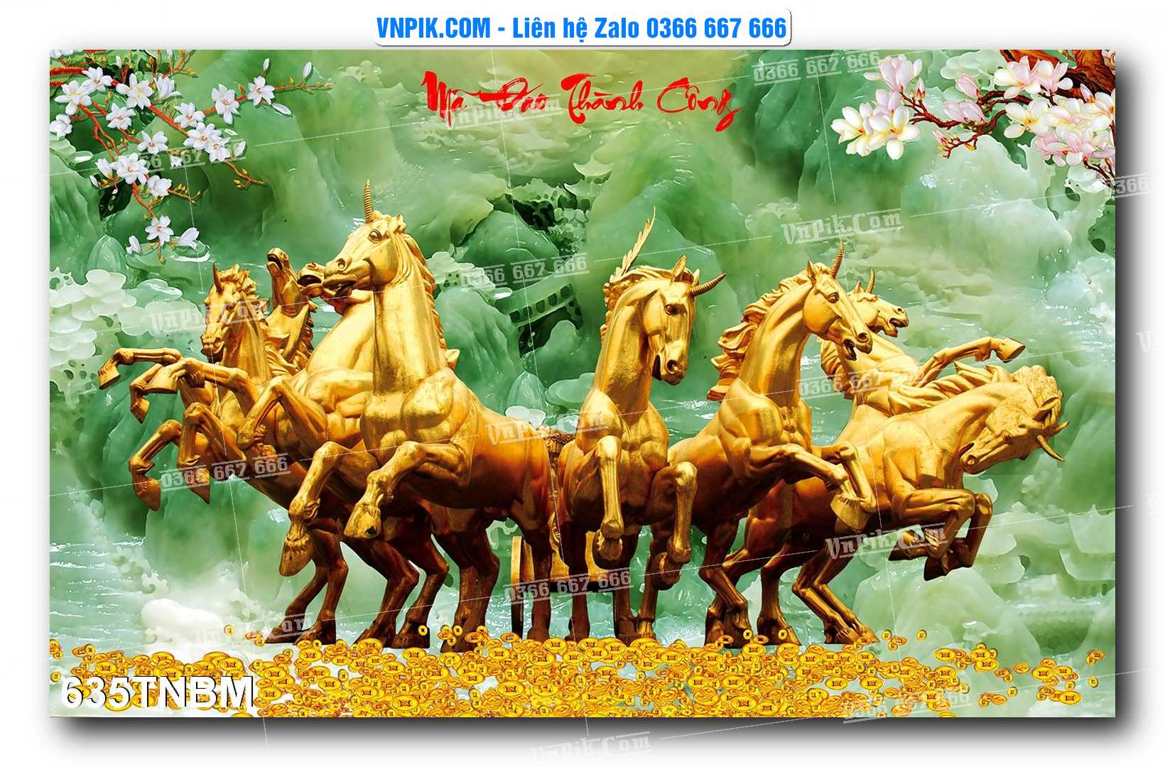 Tranh Ngựa Bát Mã – Mã Đáo Thành Công Mã File 635TNBM