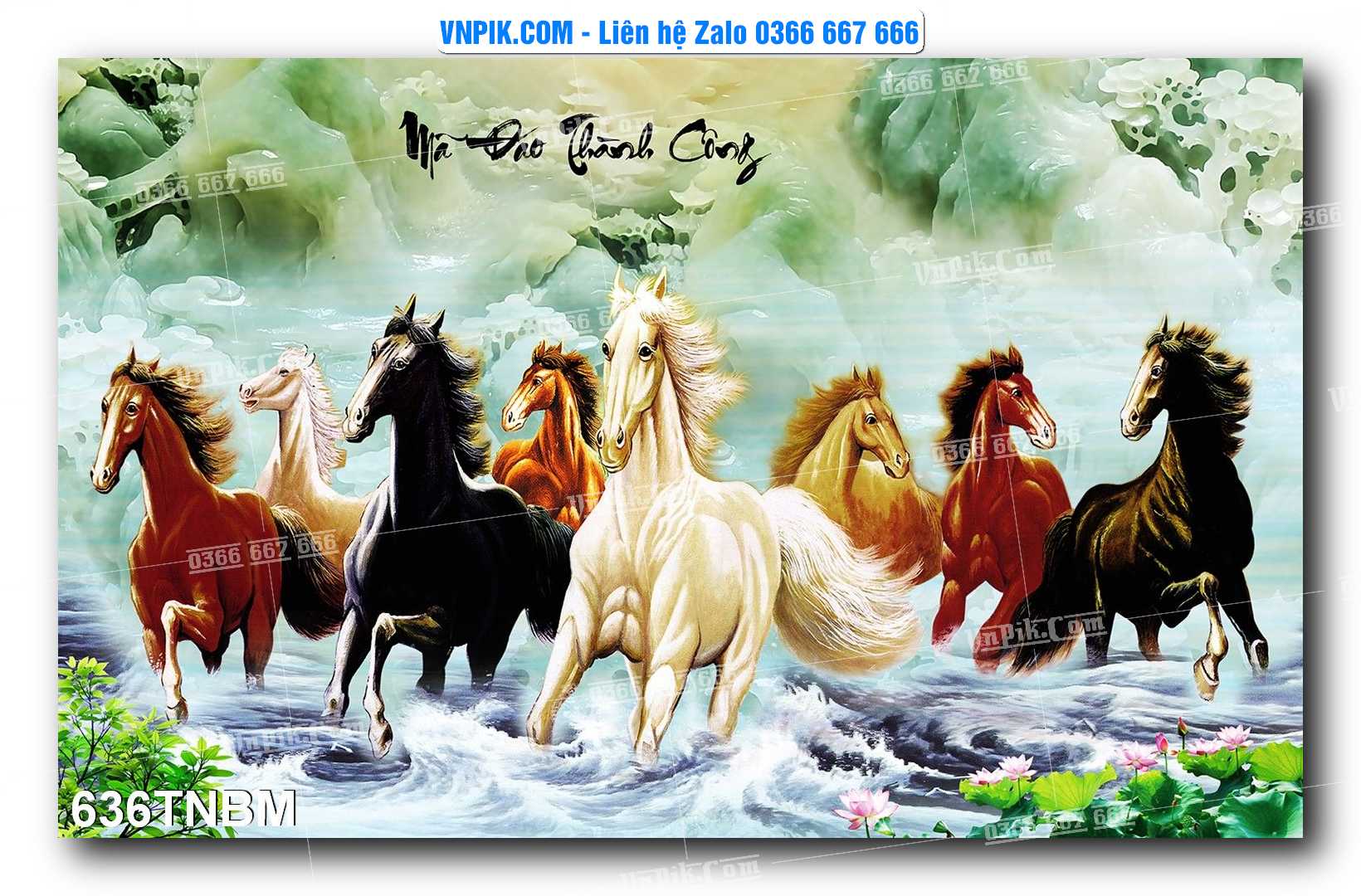 Tranh Ngựa Bát Mã – Mã Đáo Thành Công Mã File 636TNBM