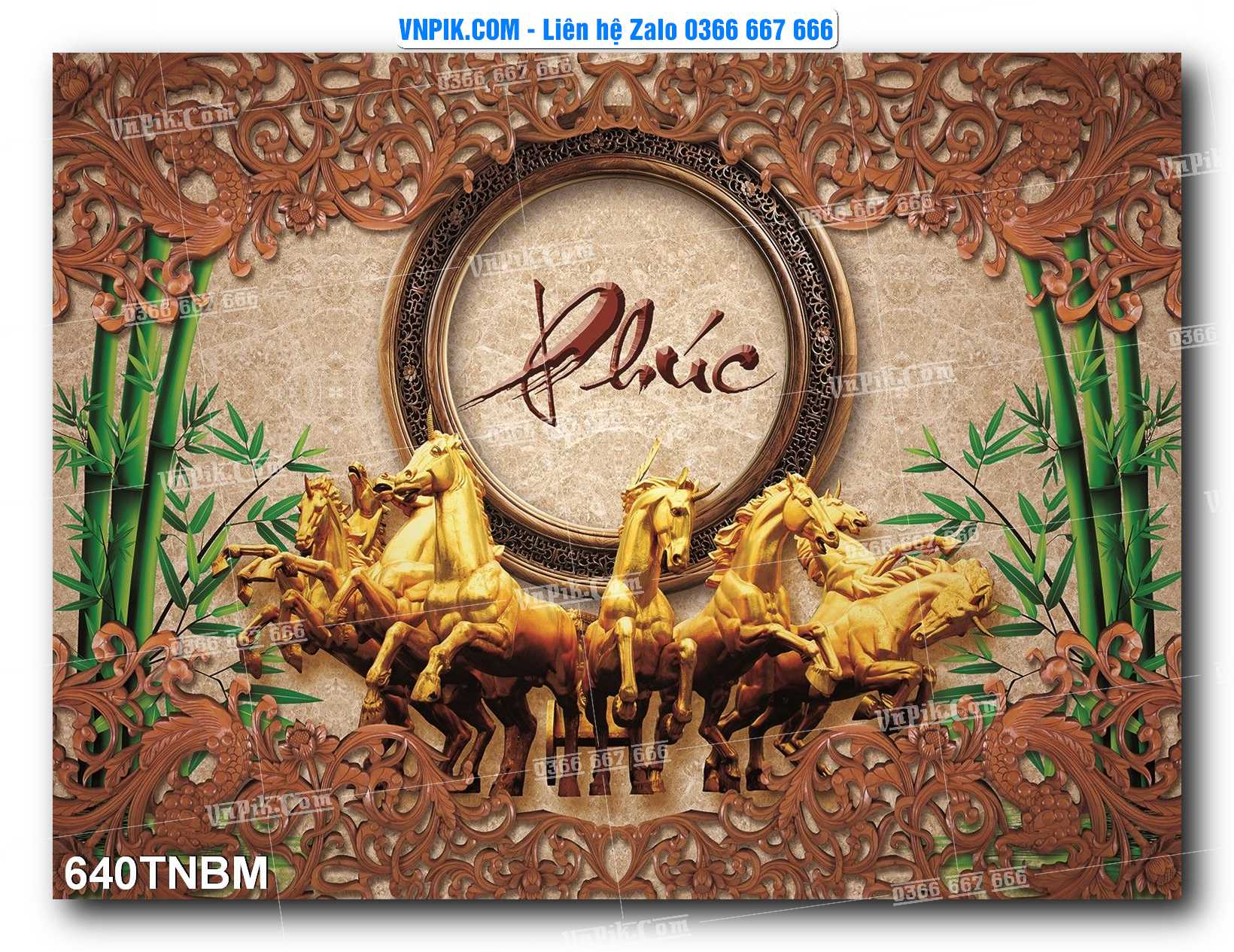 Tranh Ngựa Bát Mã – Mã Đáo Thành Công Mã File 640TNBM