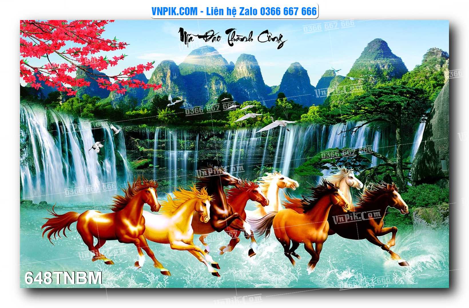 Tranh Ngựa Bát Mã – Mã Đáo Thành Công Mã File 648TNBM