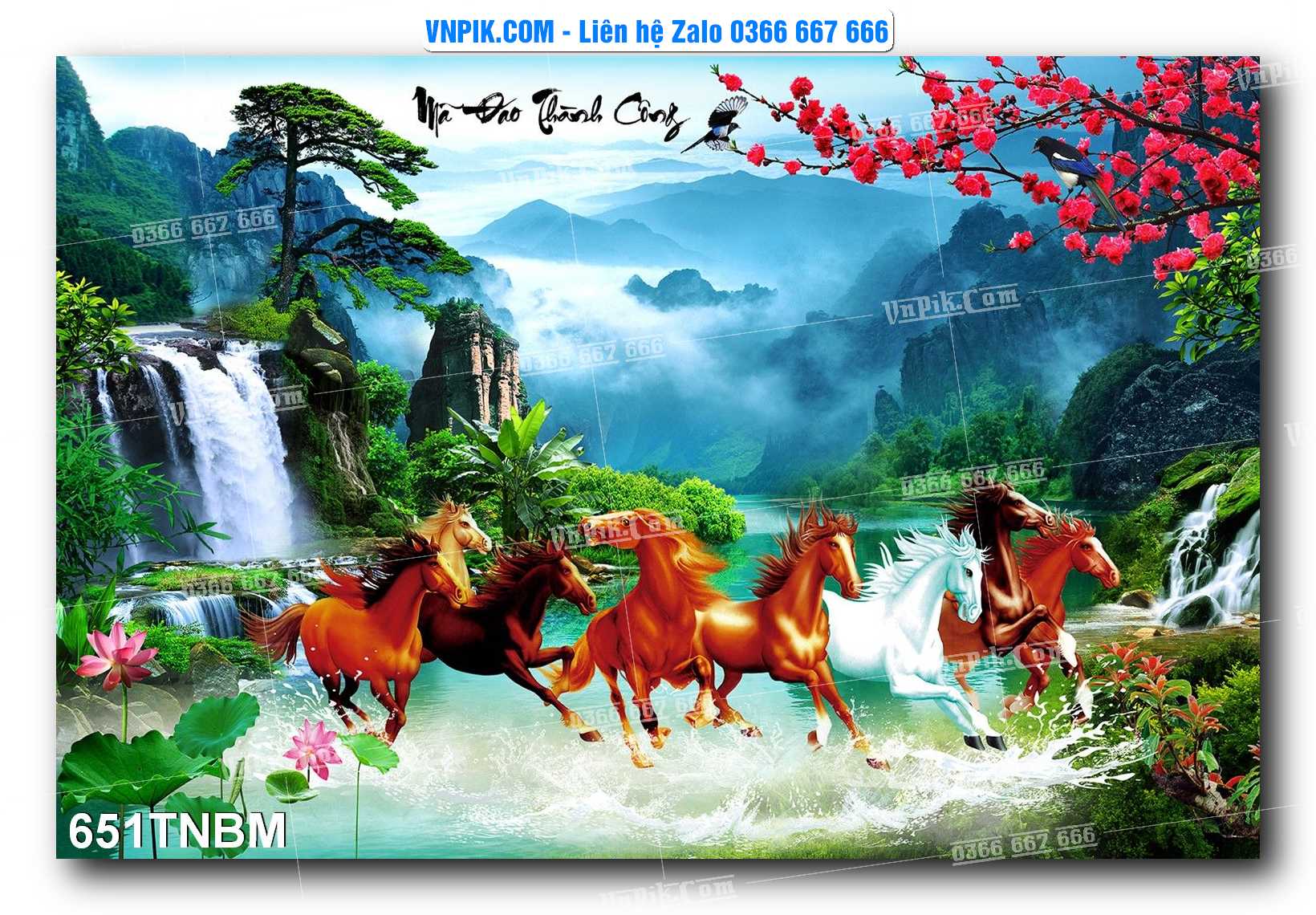 Tranh Ngựa Bát Mã – Mã Đáo Thành Công Mã File 651TNBM