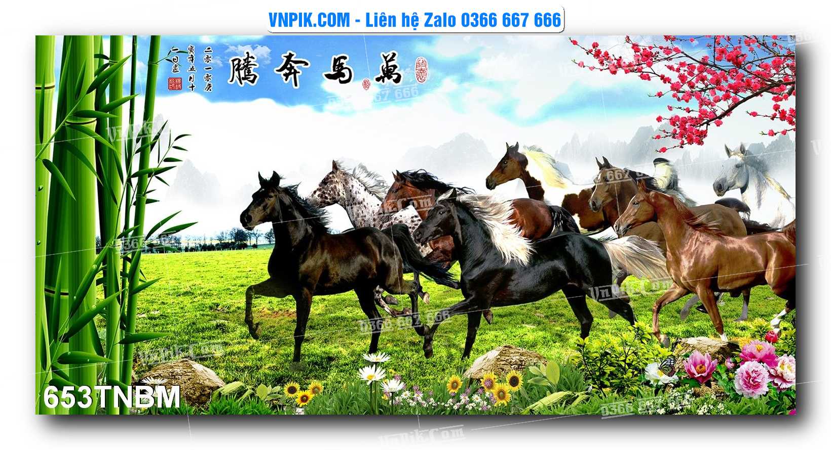 Tranh Ngựa Bát Mã – Mã Đáo Thành Công Mã File 653TNBM