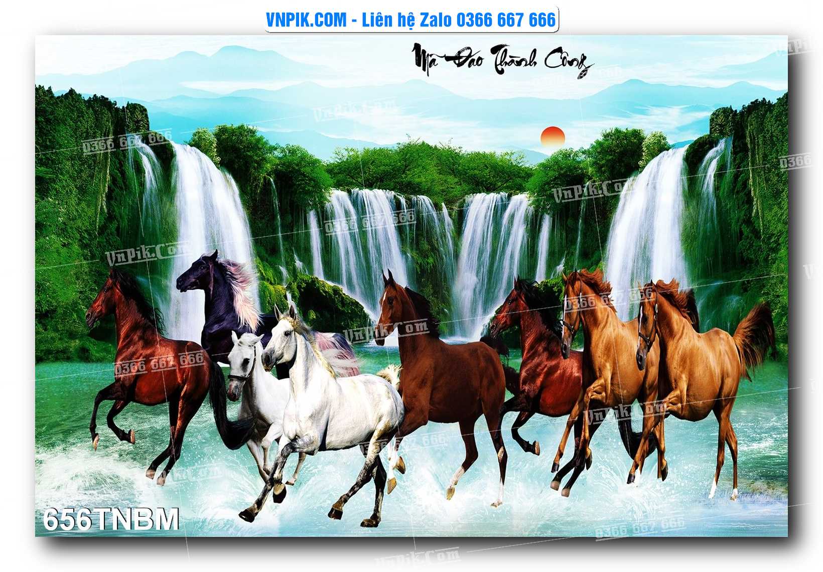 Tranh Ngựa Bát Mã – Mã Đáo Thành Công Mã File 656TNBM