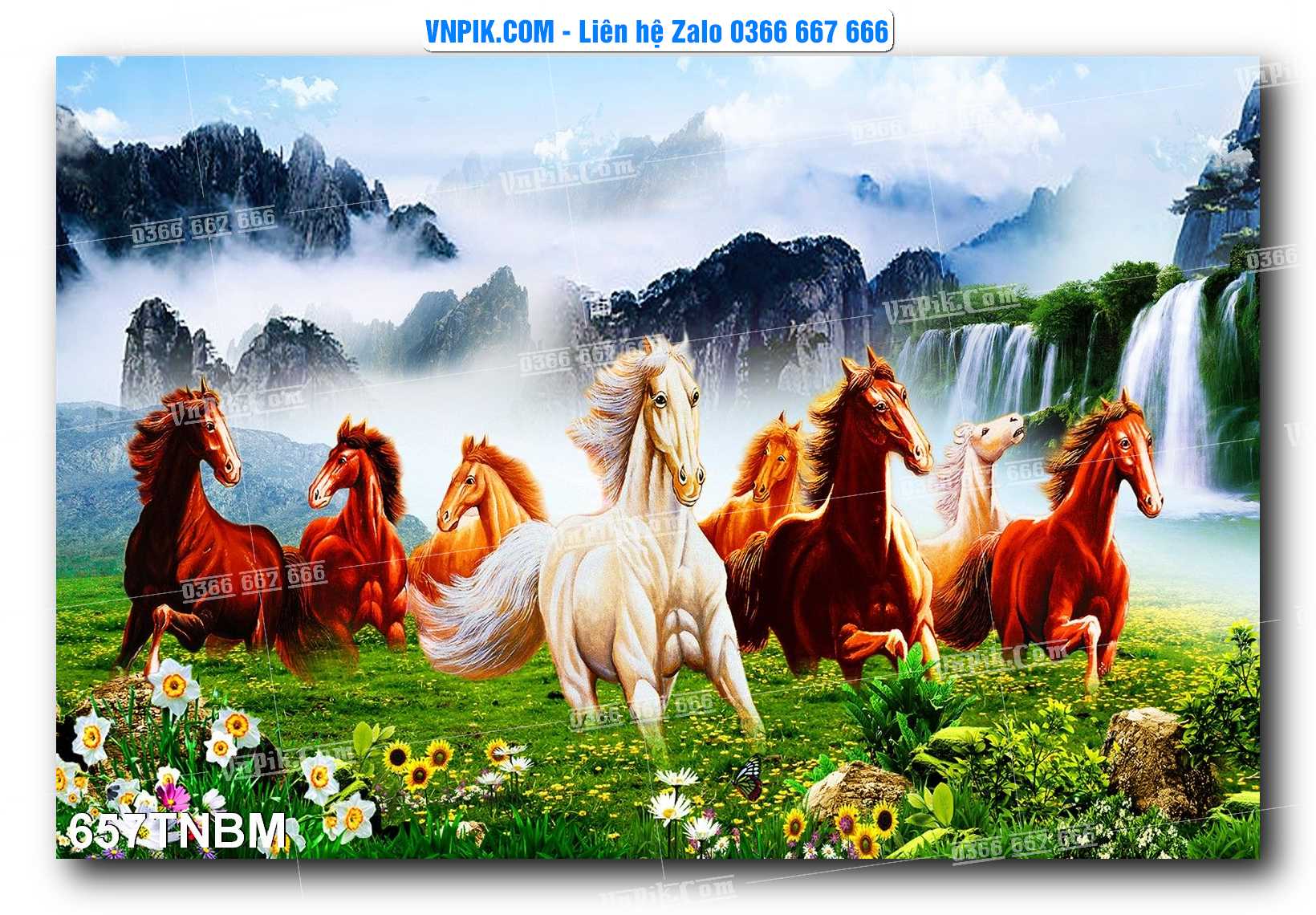 Tranh Ngựa Bát Mã – Mã Đáo Thành Công Mã File 657TNBM