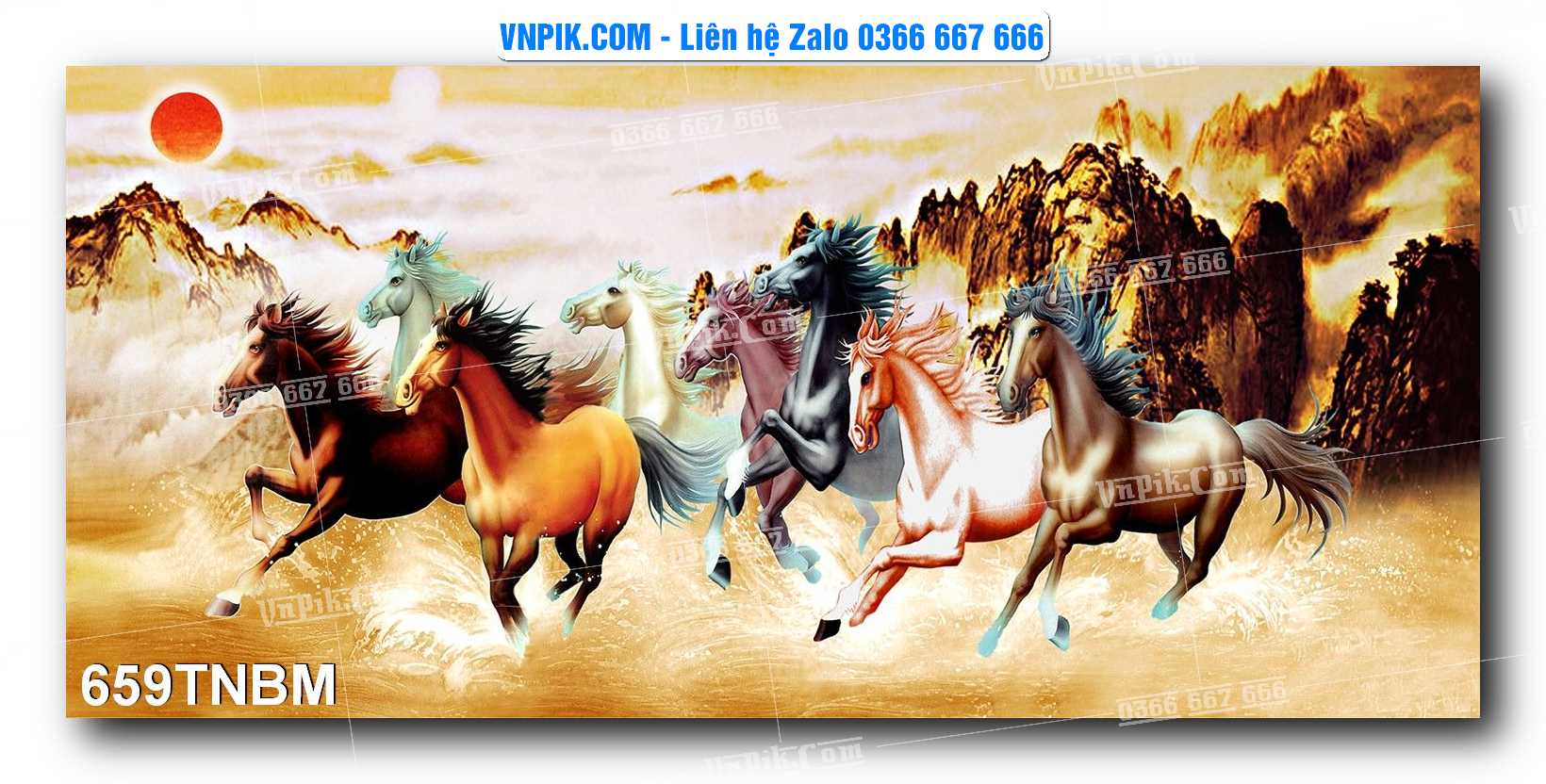 Tranh Ngựa Bát Mã – Mã Đáo Thành Công Mã File 659TNBM