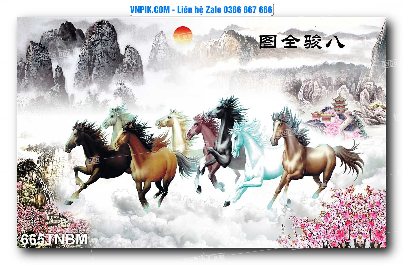 Tranh Ngựa Bát Mã – Mã Đáo Thành Công Mã File 665TNBM