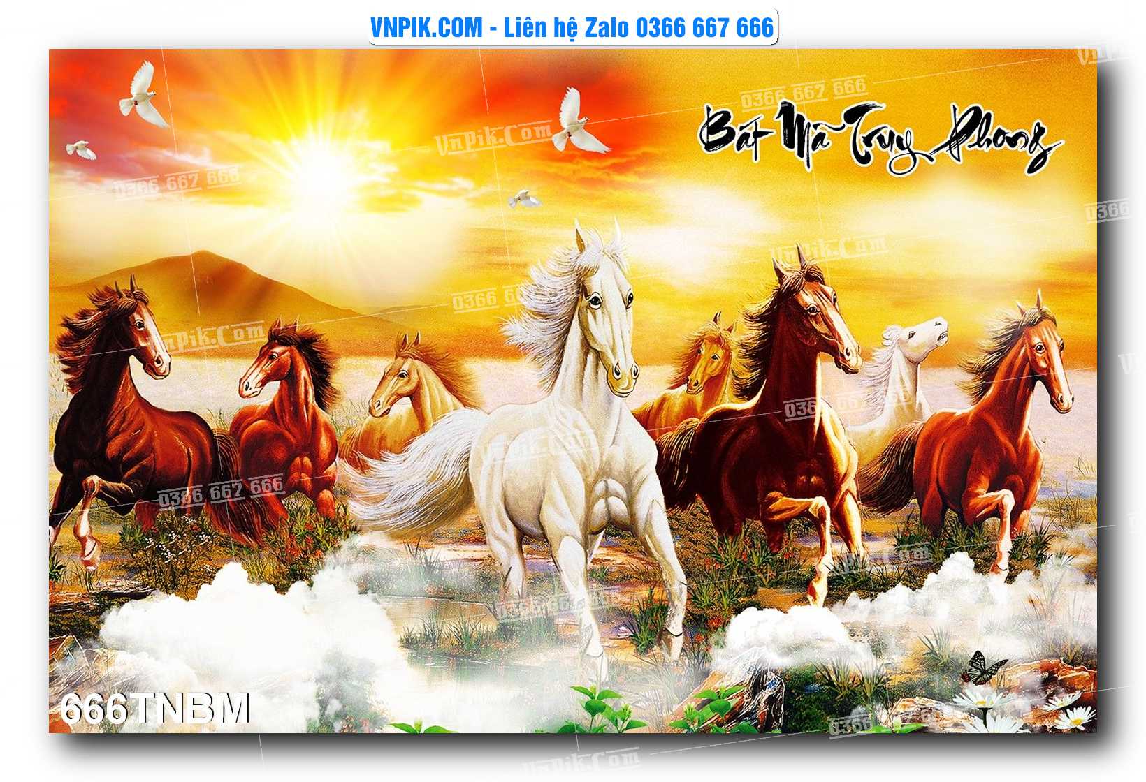 Tranh Ngựa Bát Mã – Mã Đáo Thành Công Mã File 666TNBM