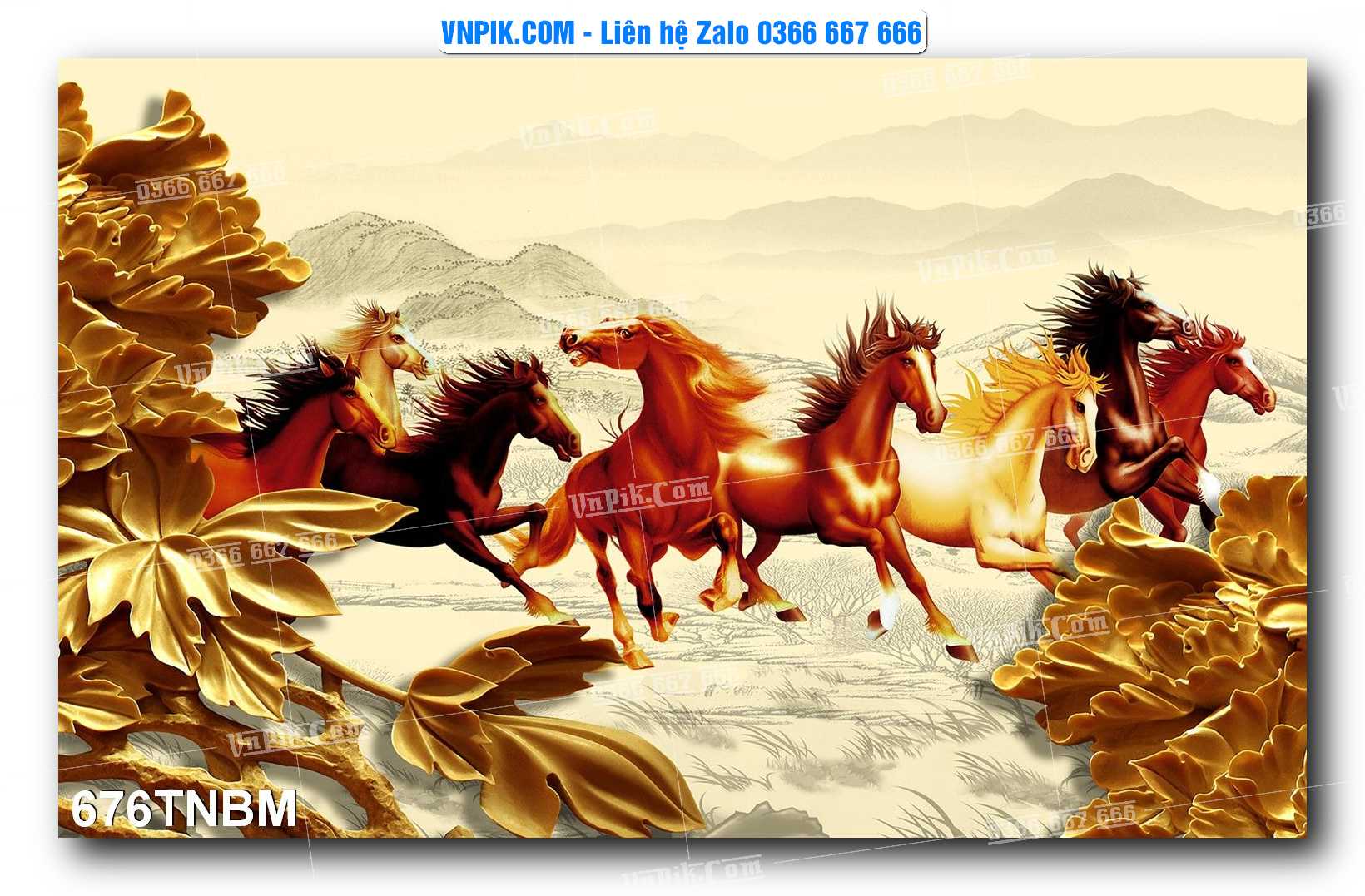 Tranh Ngựa Bát Mã – Mã Đáo Thành Công Mã File 676TNBM