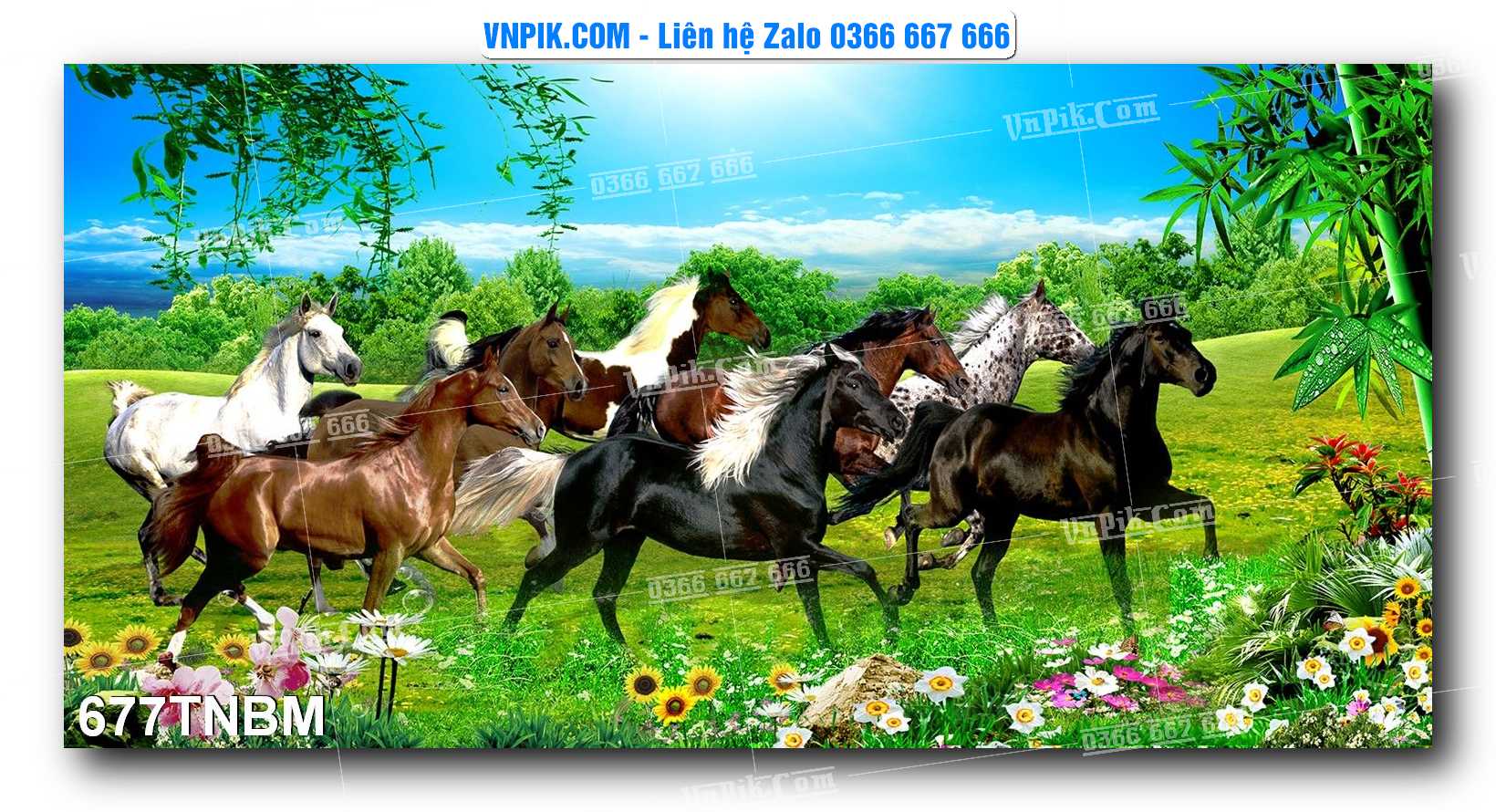 Tranh Ngựa Bát Mã – Mã Đáo Thành Công Mã File 677TNBM