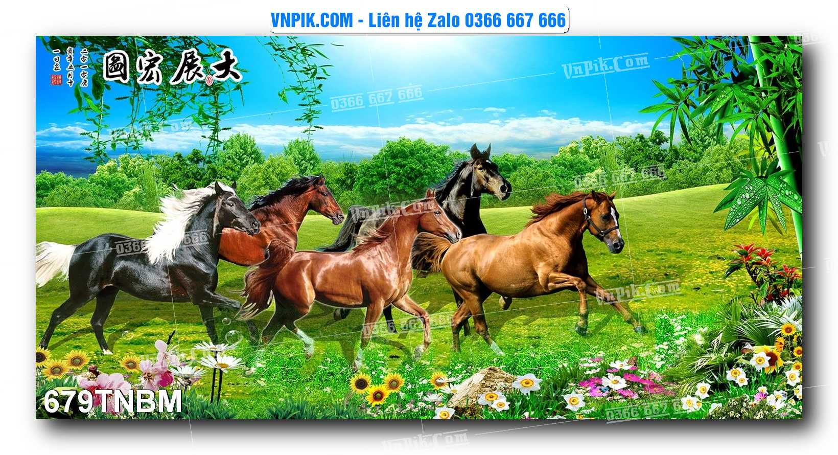 Tranh Ngựa Bát Mã – Mã Đáo Thành Công Mã File 679TNBM