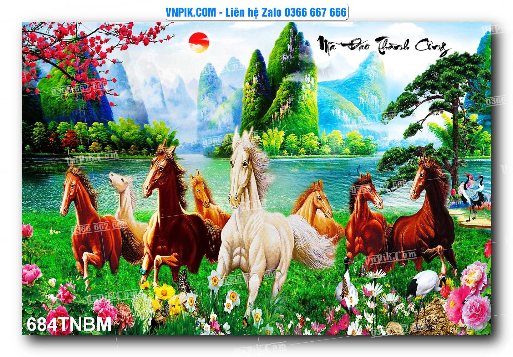 Tranh Ngựa Bát Mã – Mã Đáo Thành Công Mã File 684TNBM