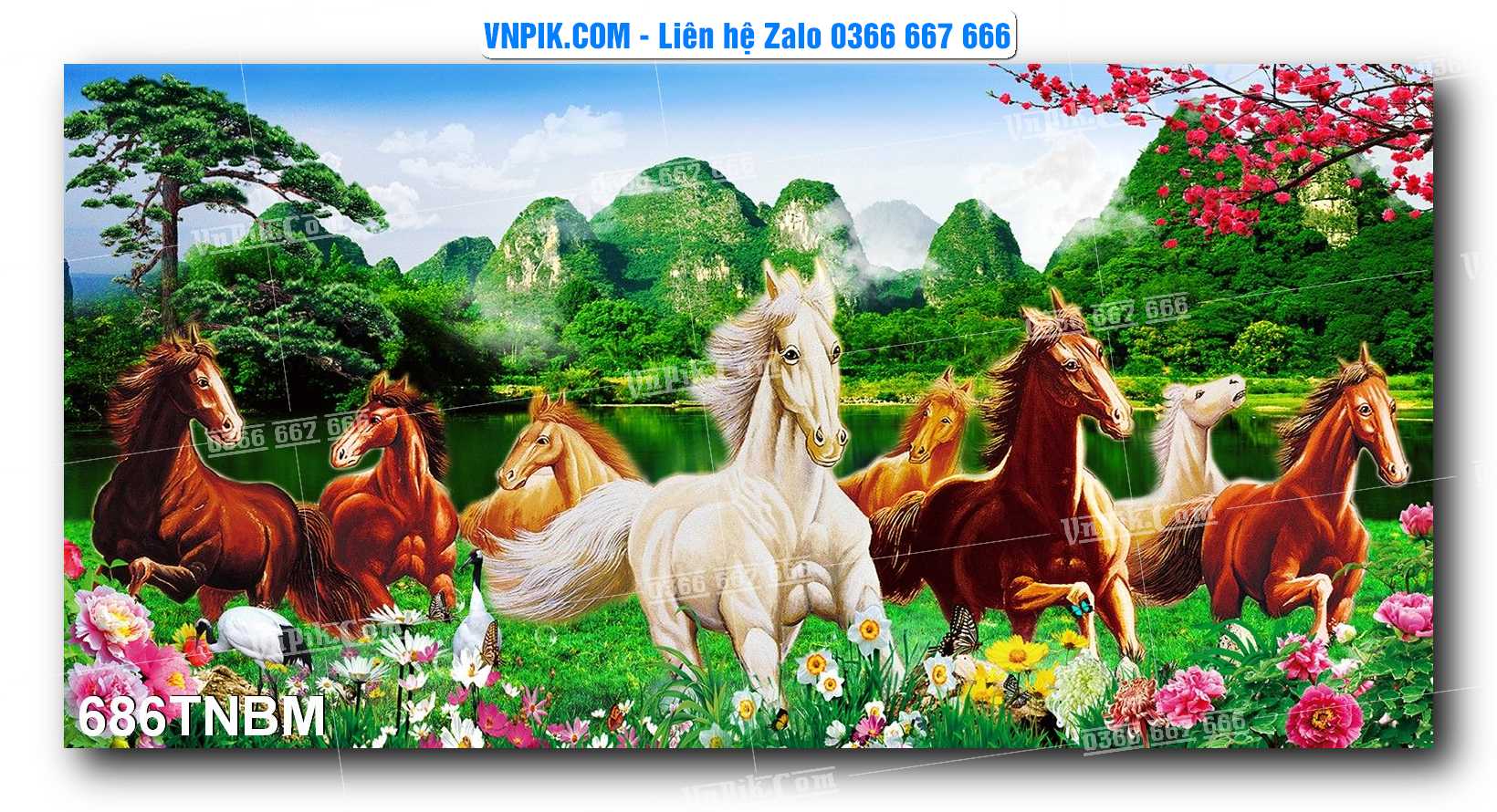 Tranh Ngựa Bát Mã – Mã Đáo Thành Công Mã File 686TNBM