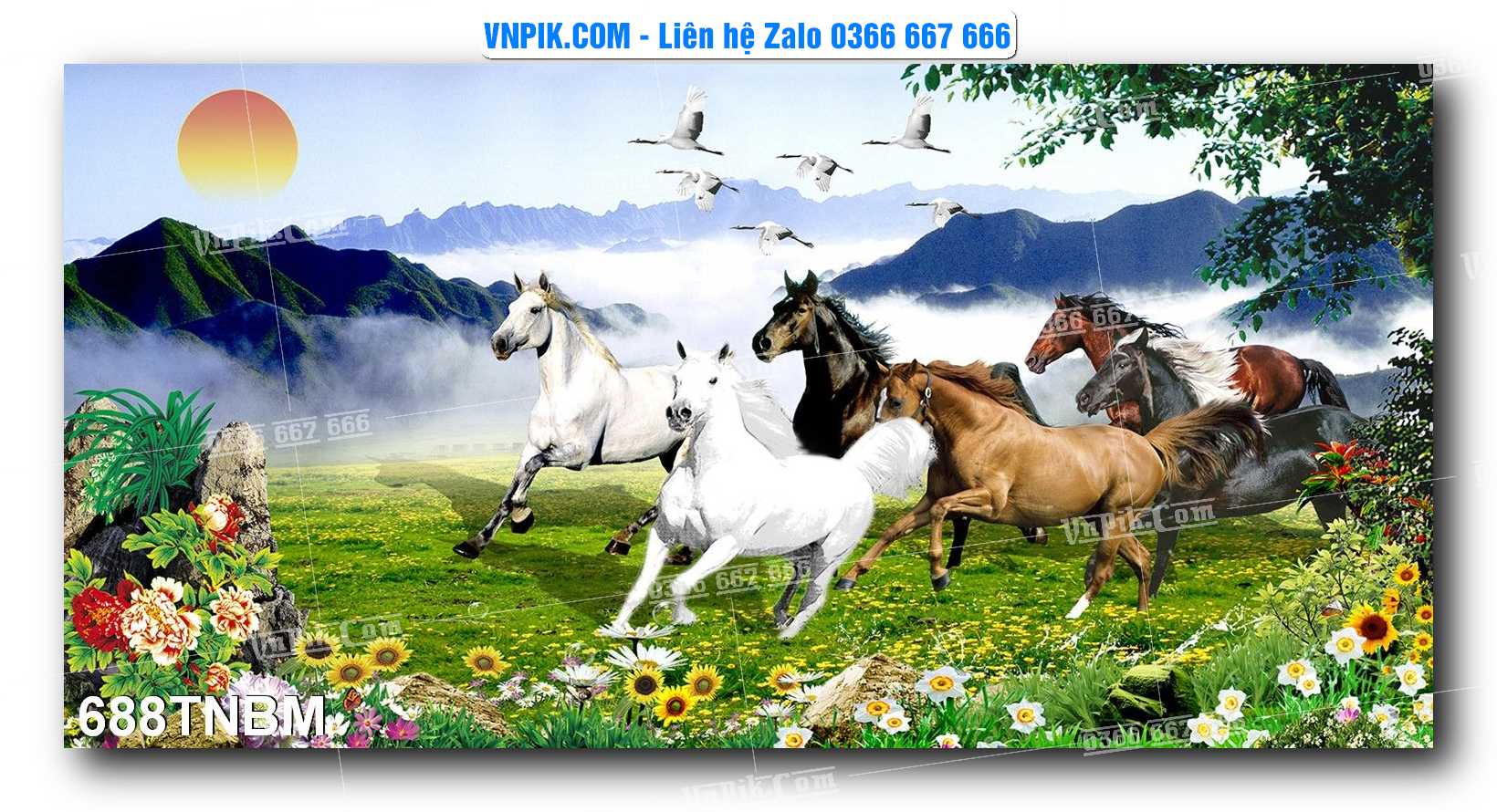Tranh Ngựa Bát Mã – Mã Đáo Thành Công Mã File 688TNBM