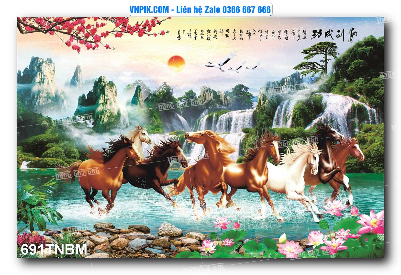 Tranh Ngựa Bát Mã – Mã Đáo Thành Công Mã File 691TNBM
