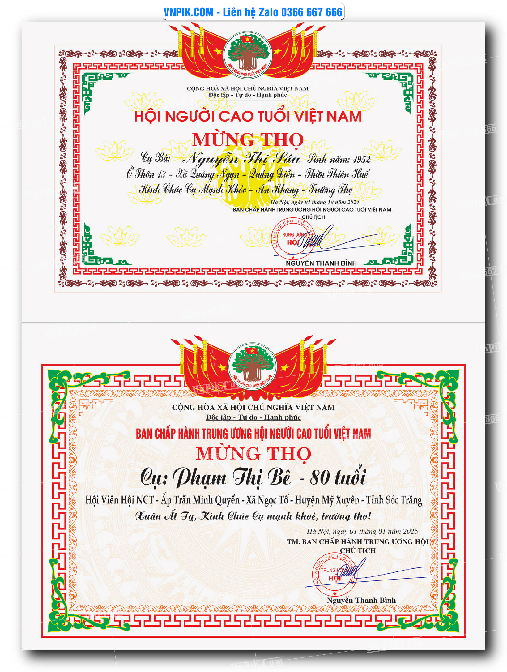Bằng khen mừng thọ mẫu mới 2025 hội người cao tuổi #3