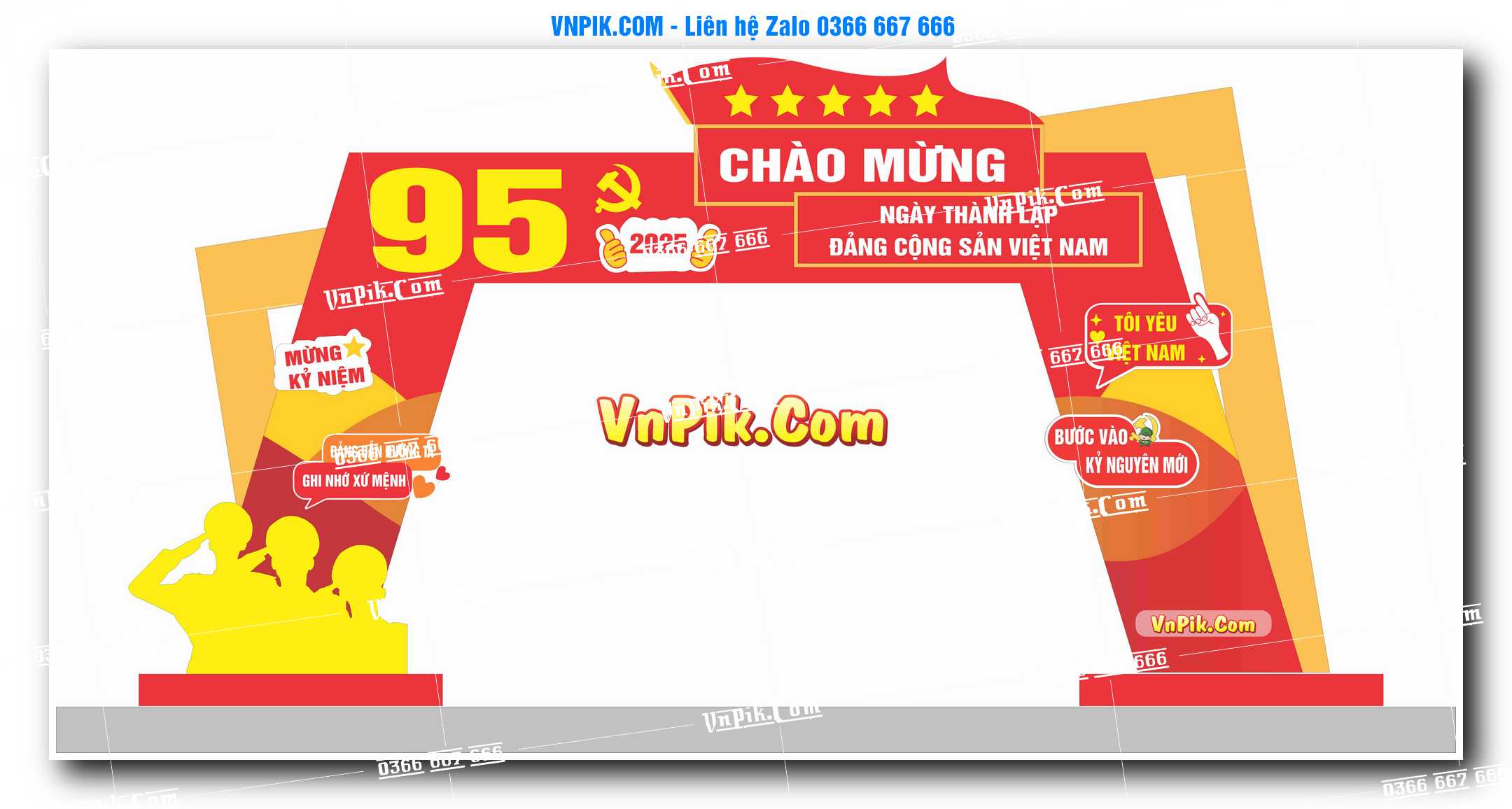 mẫu cổng chào mừng 95 năm ngày thành lập đảng cộng sản Việt Nam