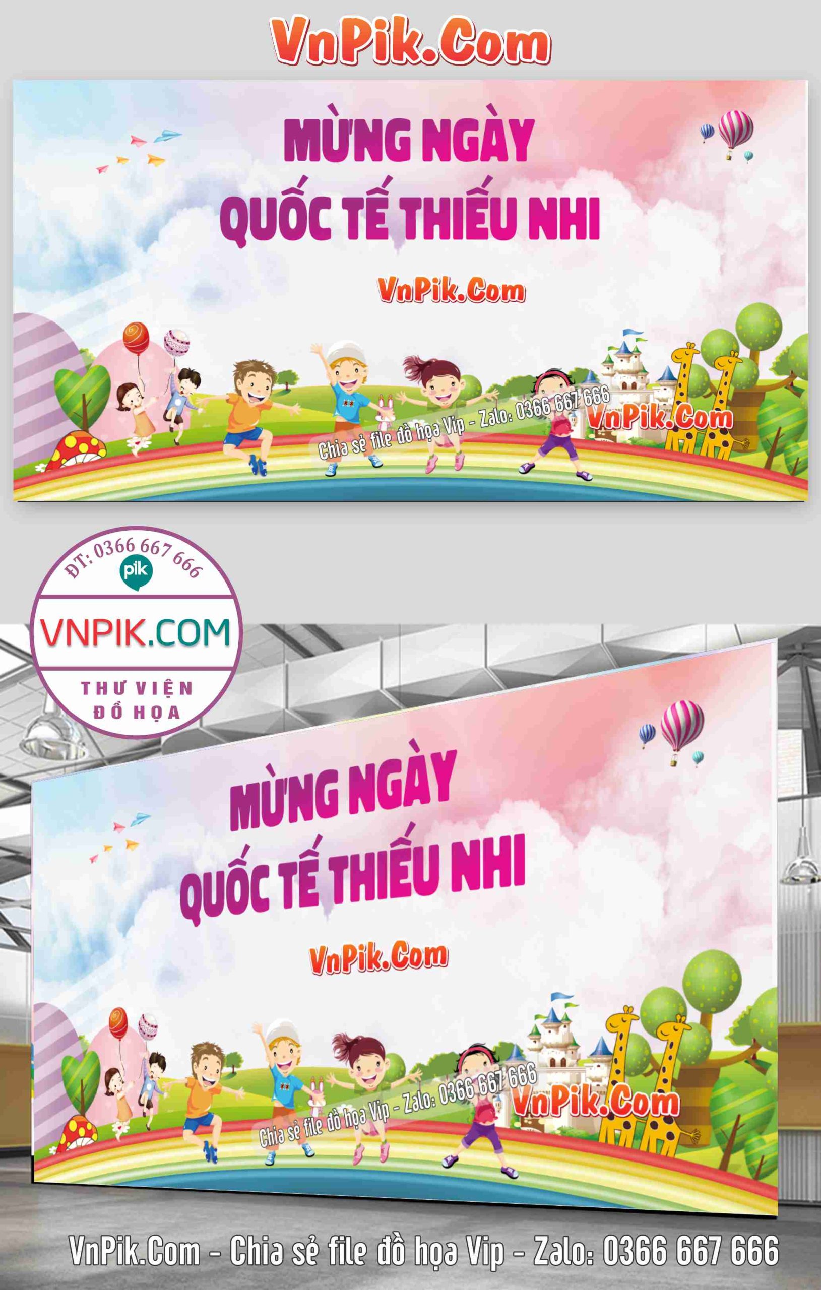 Phông nền sân khấu ngày quốc tế thiếu nhi 1 tháng 6 – Mã file 2131564