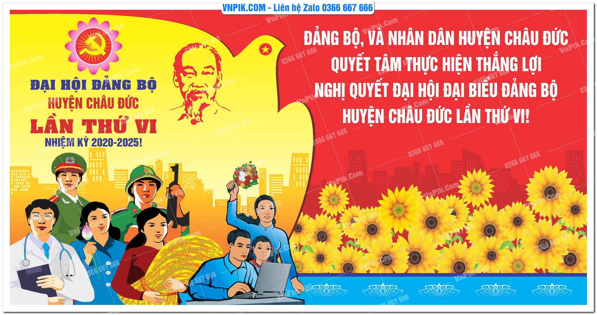 Mẫu Maket Pano Tuyên Truyền Đại Hội Đảng File Vector 01