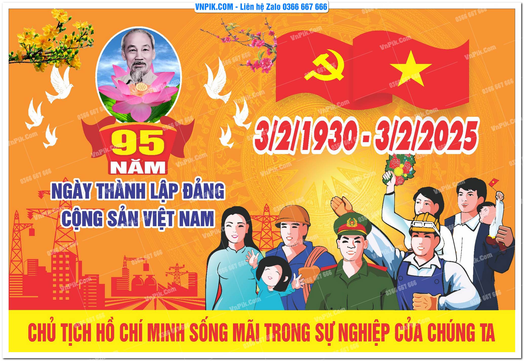 Mẫu Maket Pano Tuyên Truyền Đại Hội Đảng File Vector 03