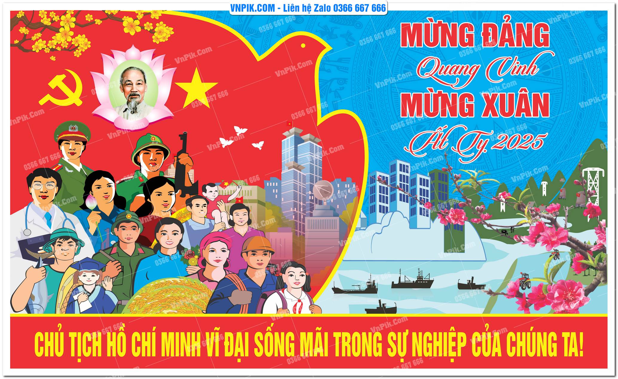 Mẫu Maket Pano Tuyên Truyền Đại Hội Đảng File Vector 32