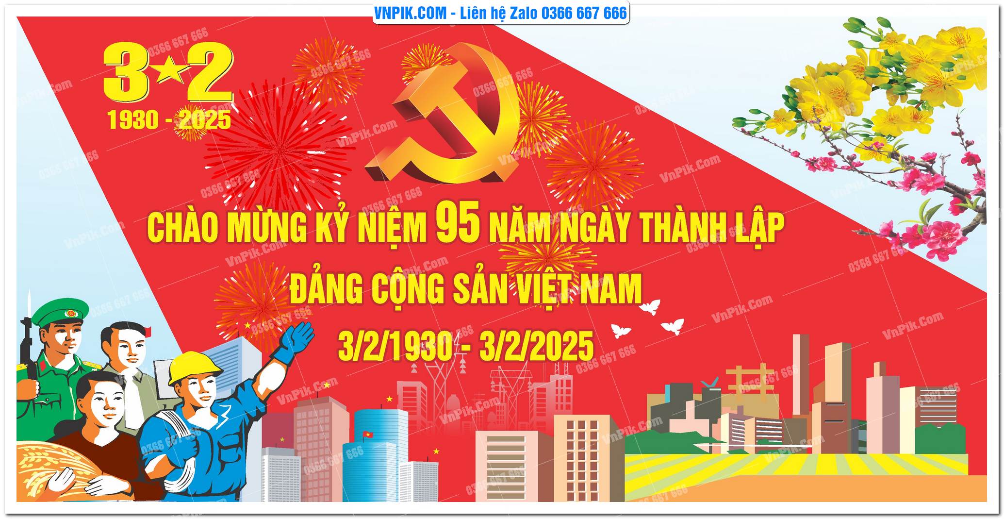 Mẫu Maket Pano Tuyên Truyền Đại Hội Đảng File Vector 04