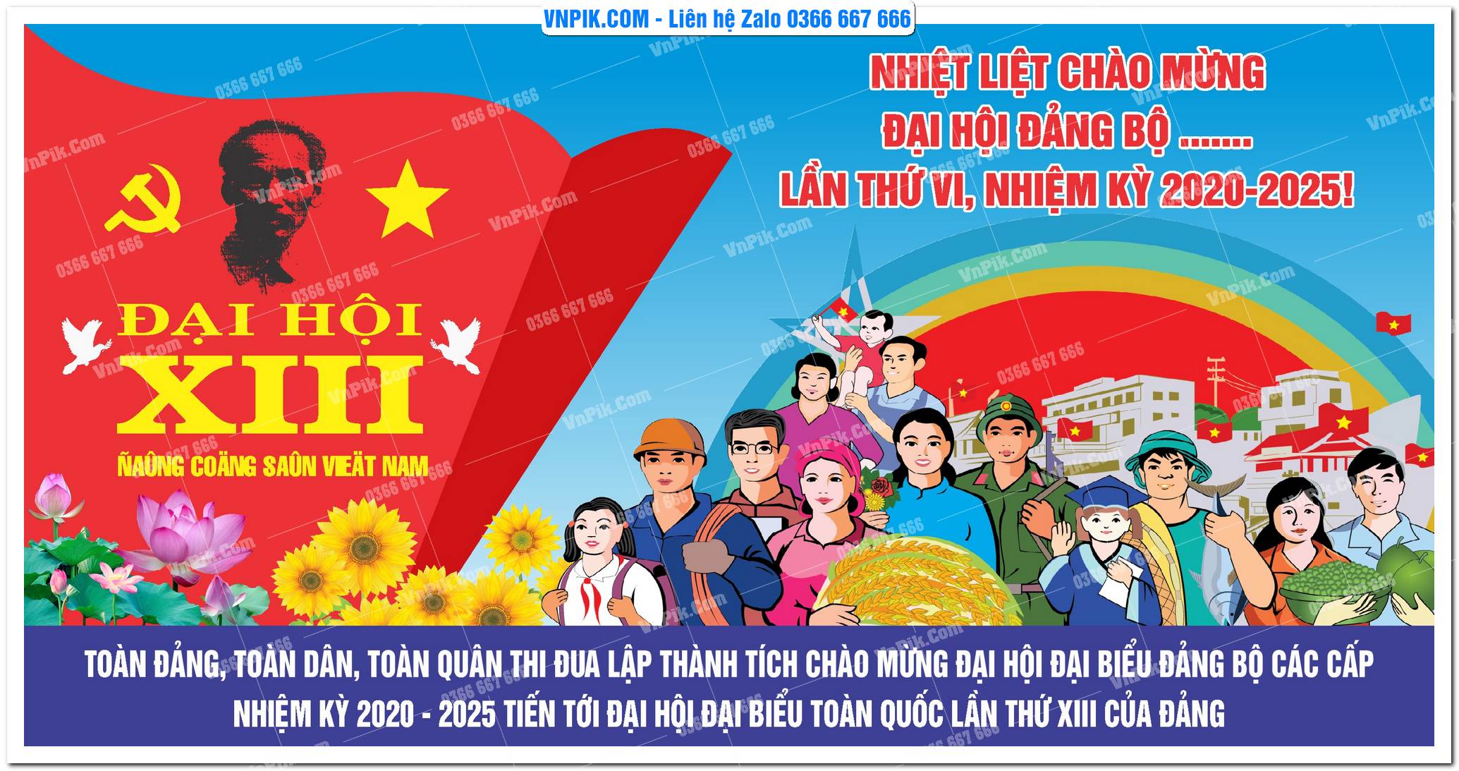 Mẫu Maket Pano Tuyên Truyền Đại Hội Đảng File Vector 40