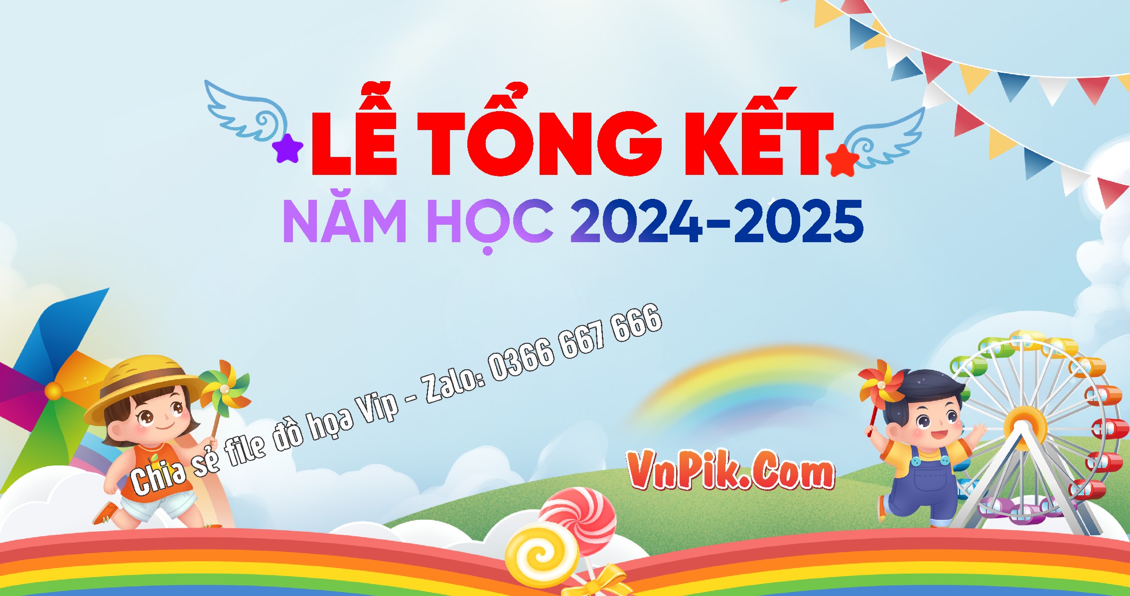 Phông Nền Lễ Tổng Kết Năm Học Trường Mầm Non Vector 30